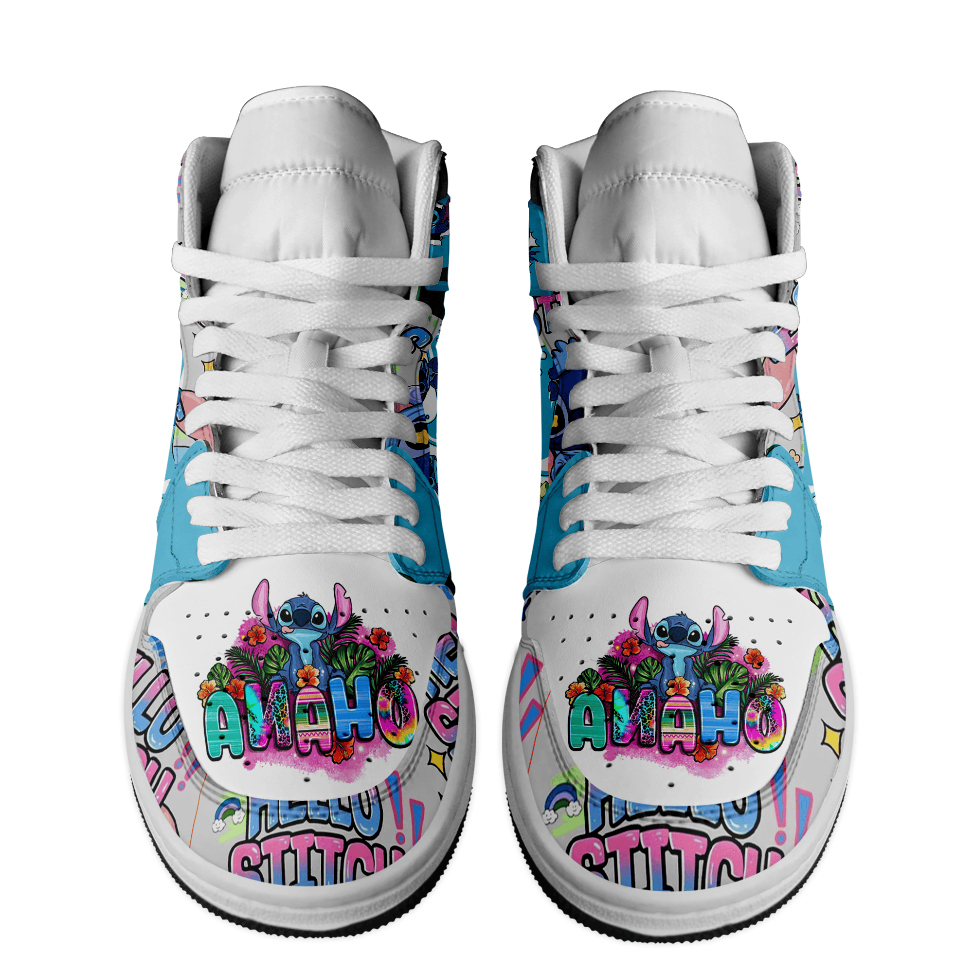 Stitch Personalized Cartoon High-Top Sneakers Shoes Custom Name Design For Men And Women - Image 3