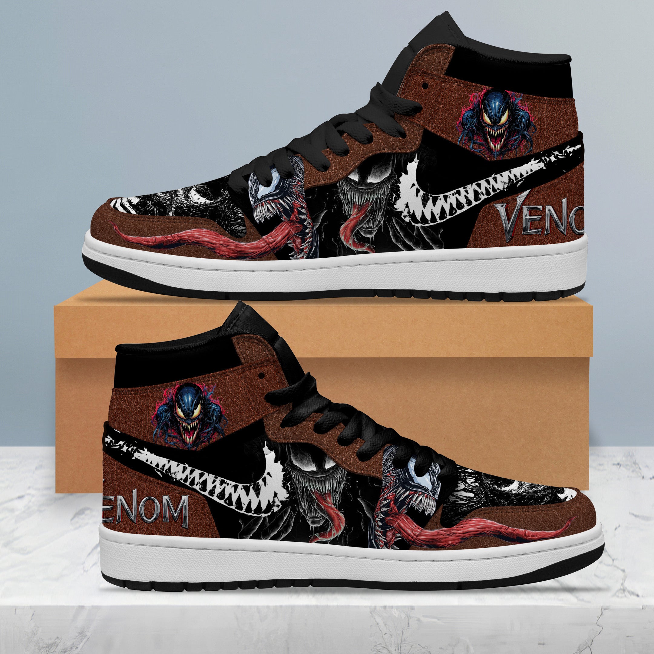 Venom Personalized Movies High-Top Sneakers Shoes Custom Name Design For Men And Women - Image 3