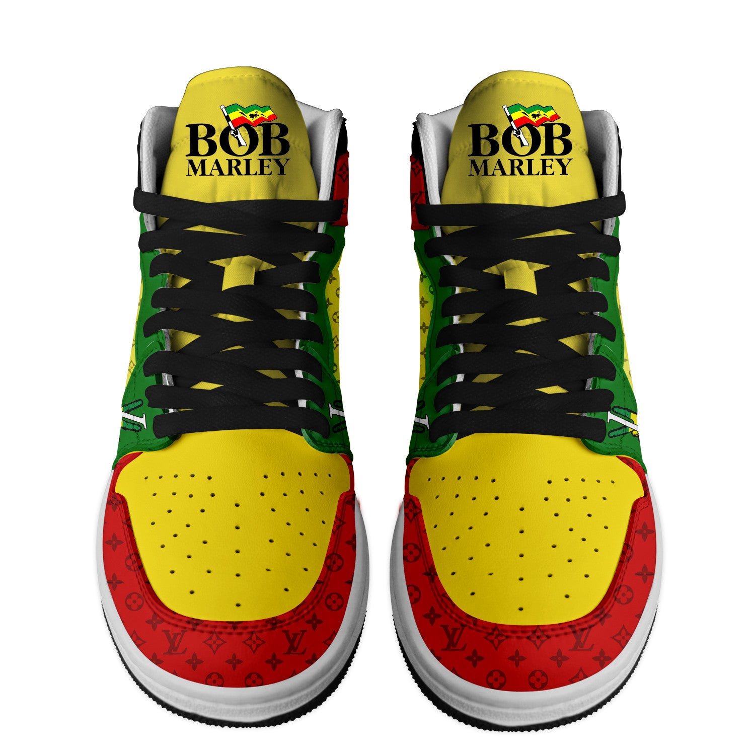 Bob Marley Personalized Music High-Top Sneakers Shoes Custom Name Design For Men And Women - Image 2
