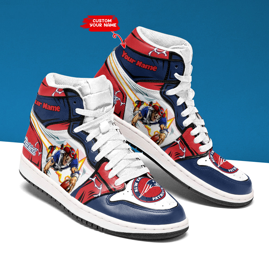 New England Patriots Nfl High-Top Sneakers Vibe Shoes For Men And Women - Image 2