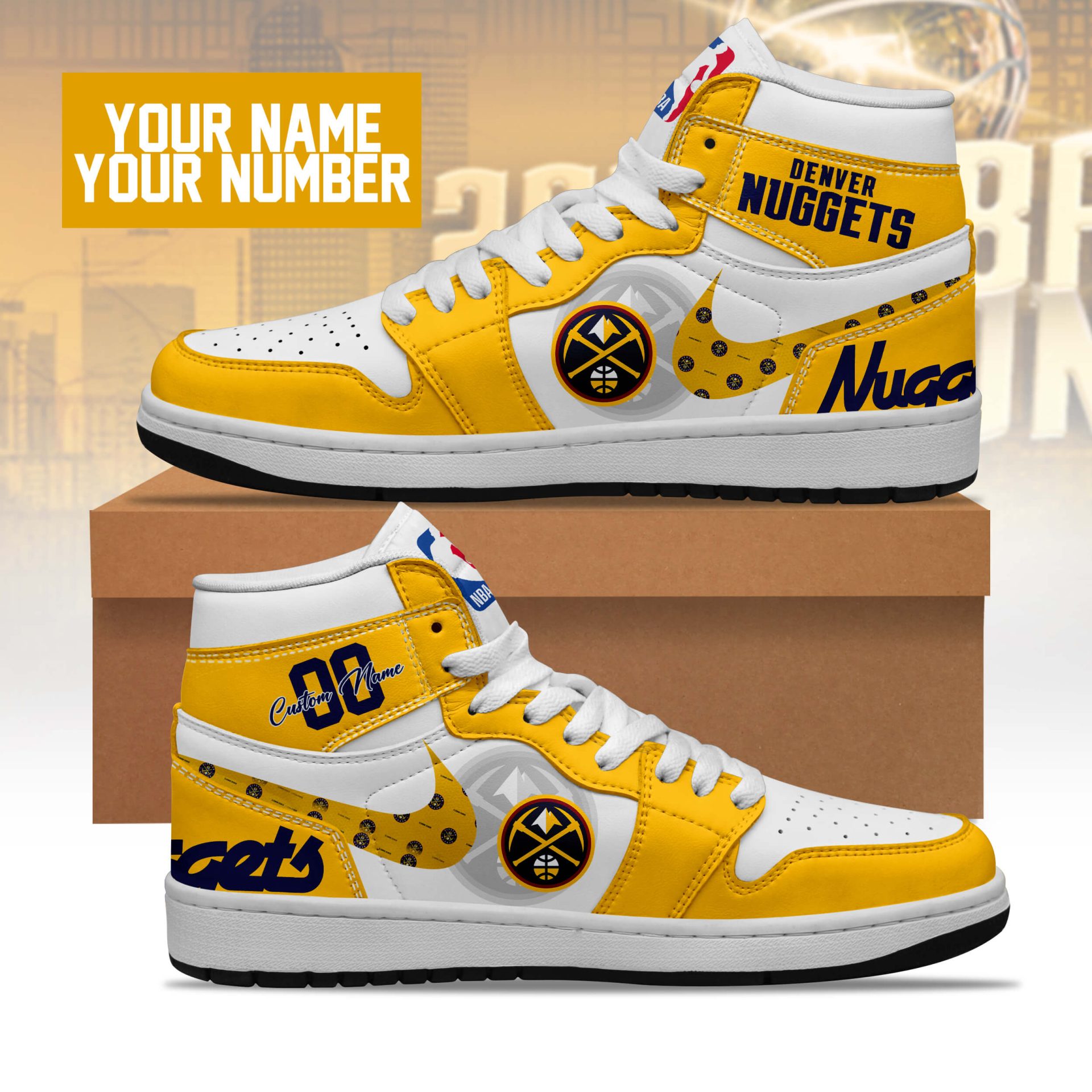 Denver Nuggets High-Top Sneakers Vibe Shoes For Men And Women - Image 3