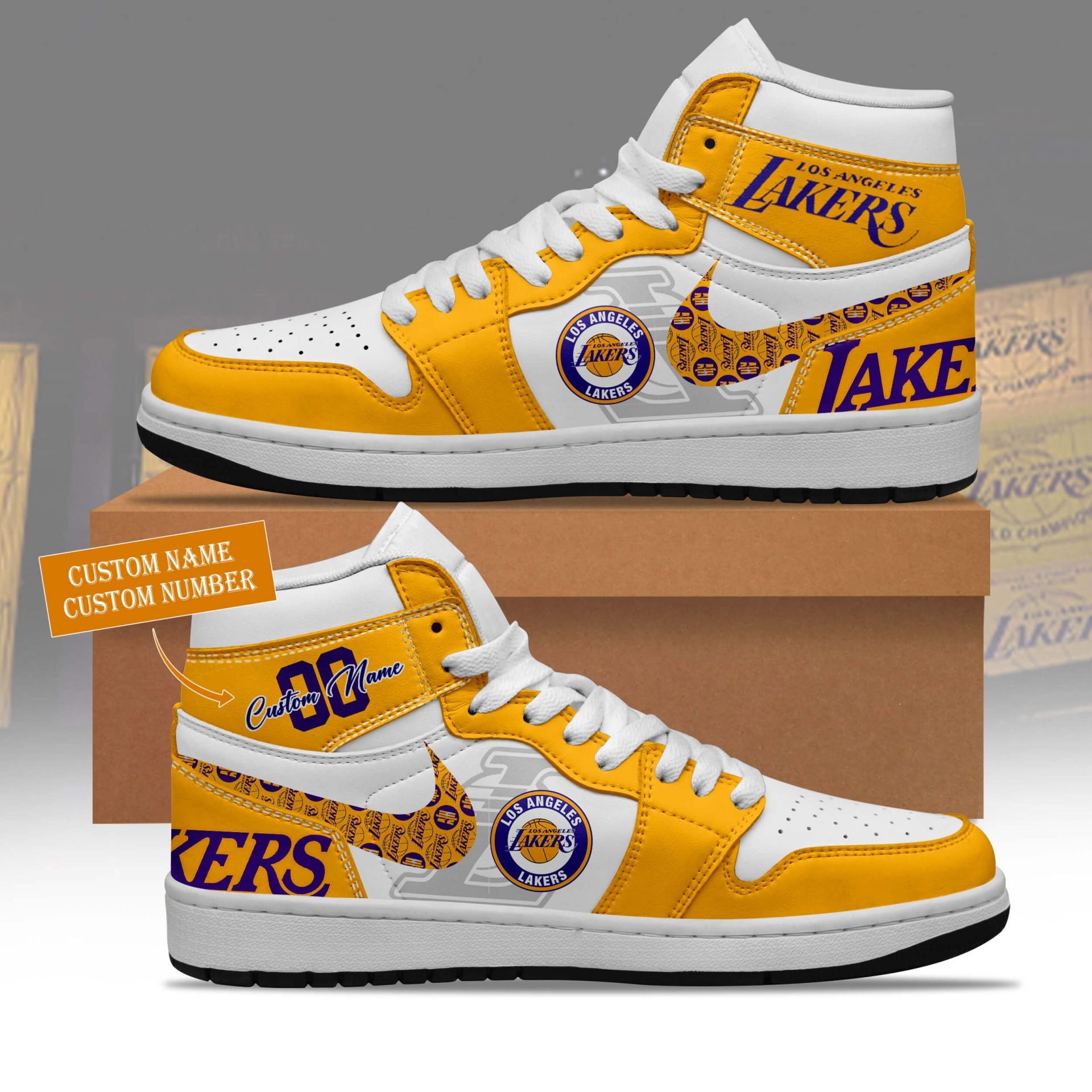 Los Angeles Lakers High-Top Sneakers Vibe Shoes For Men And Women - Image 3