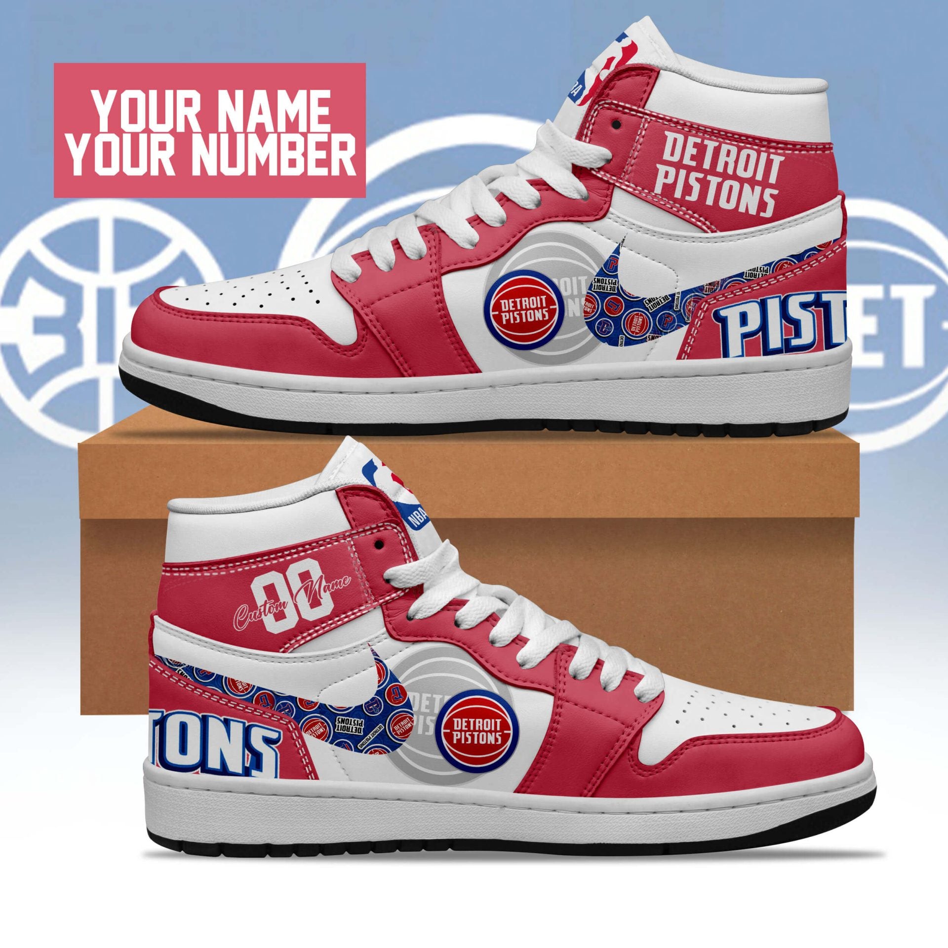 Detroit Pistons High-Top Sneakers Vibe Shoes For Men And Women - Image 3
