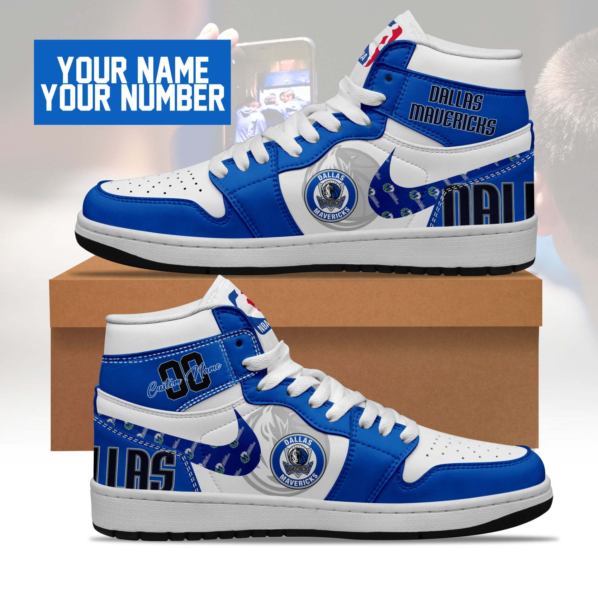 Dallas Mavericks High-Top Sneakers Vibe Shoes For Men And Women - Image 3