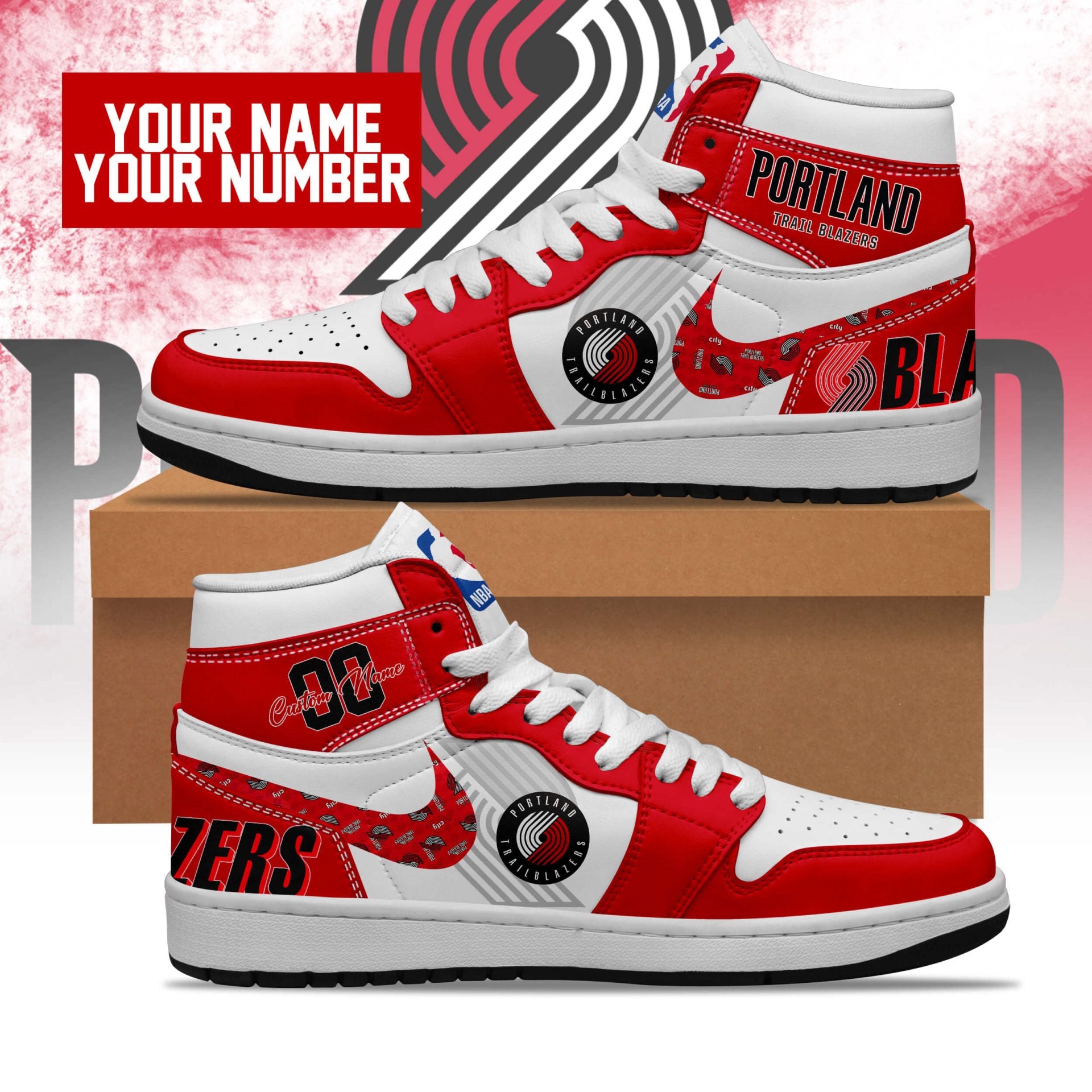 Portland Trail Blazers High-Top Sneakers Vibe Shoes For Men And Women - Image 3