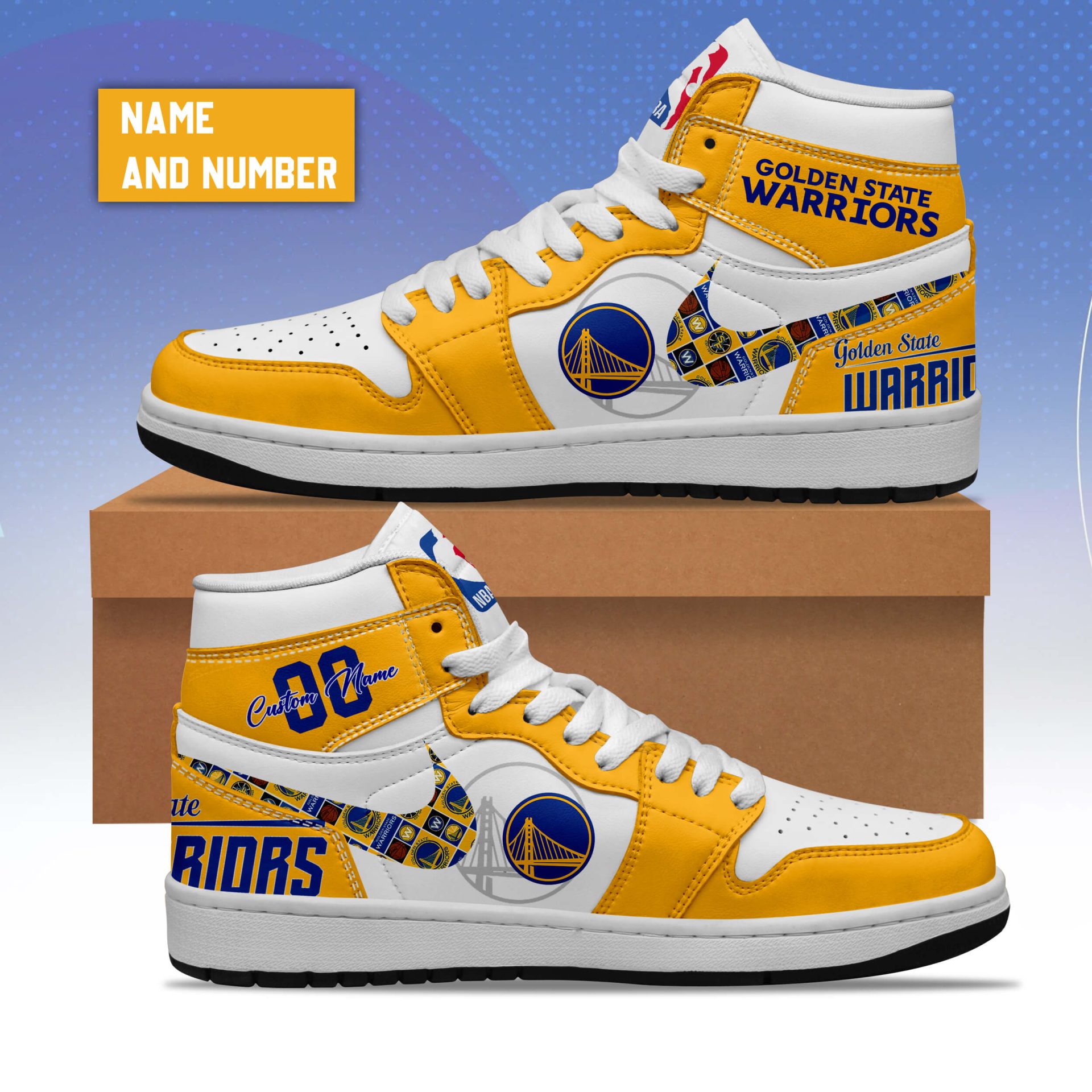 Golden State Warriors High-Top Sneakers Vibe Shoes For Men And Women - Image 2