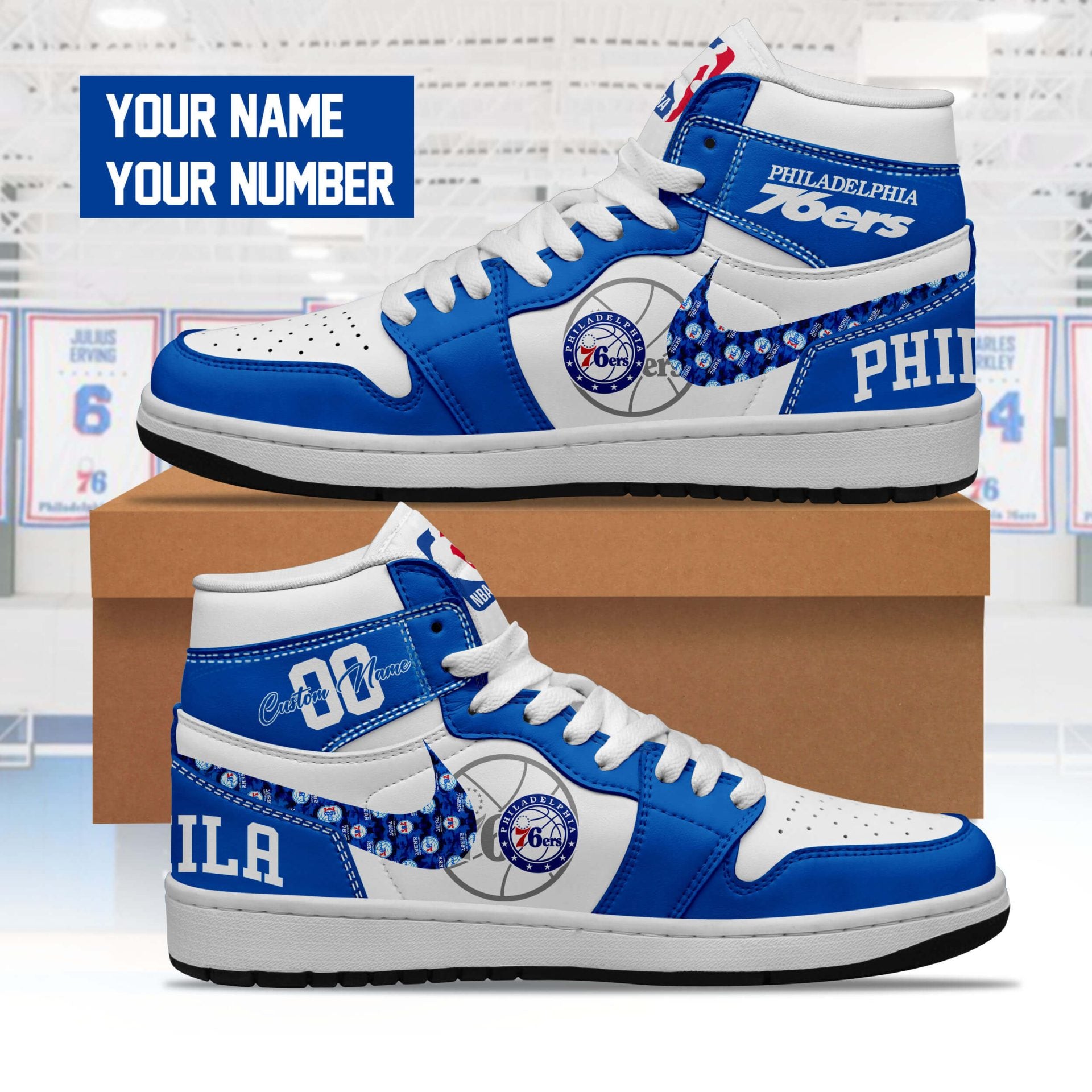 Philadelphia 76Ers High-Top Sneakers Vibe Shoes For Men And Women - Image 3
