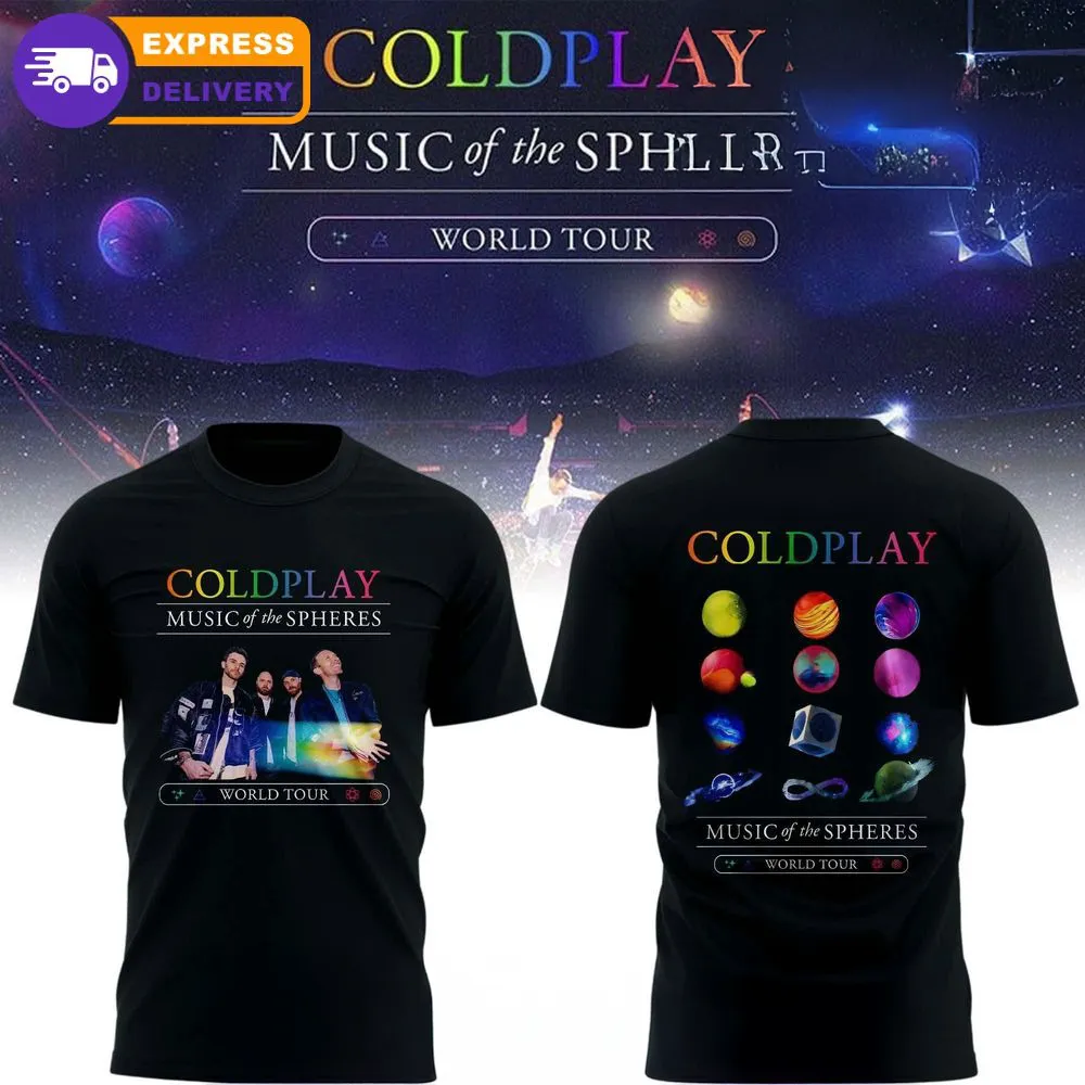 Coldplay Music Of The Spheres World Tour 2025 Special Shirt Black - Image 2