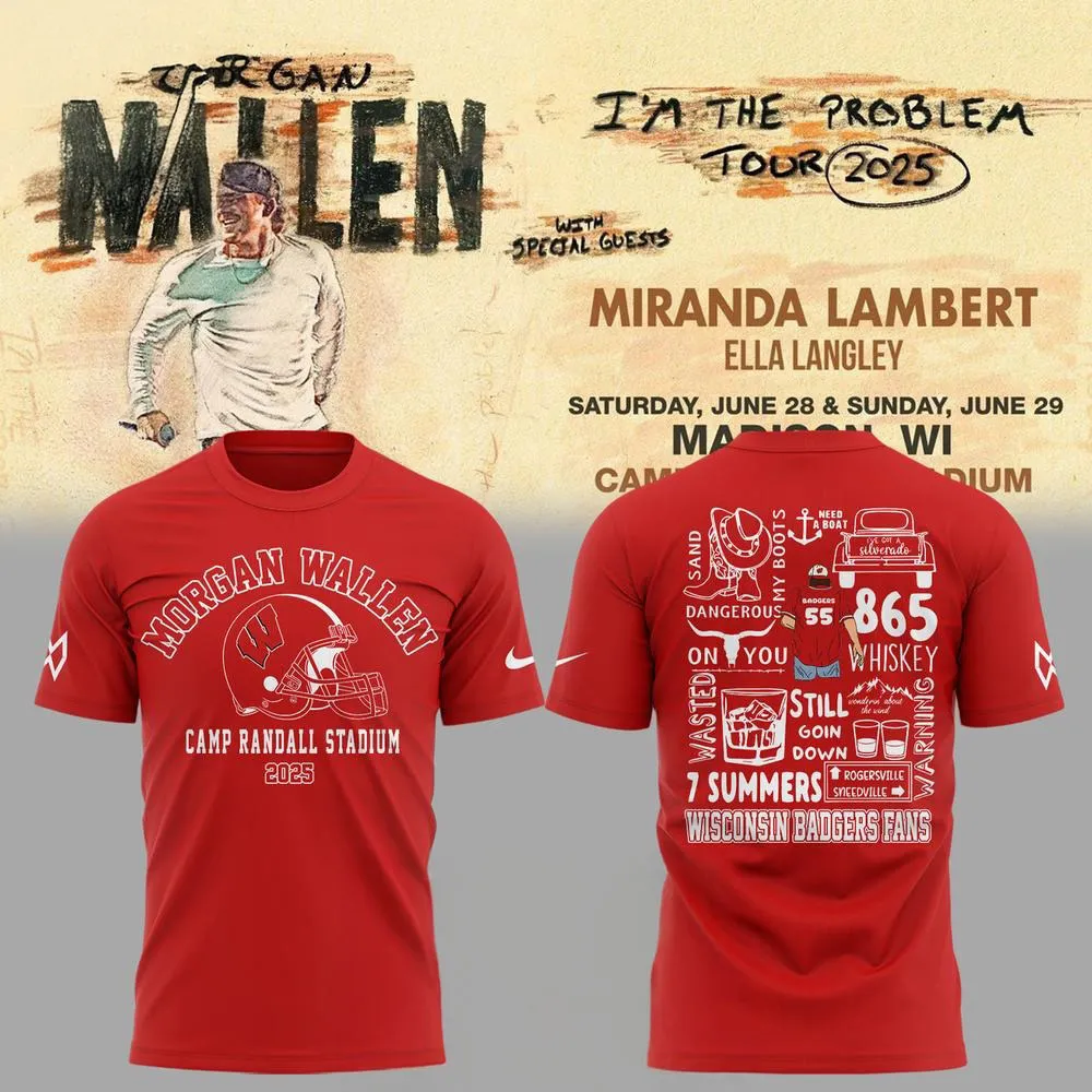 Morgan Wallen x Wisconsin Badgers Camp Randall Stadium T-Shirt Gift For Sport Music Fans - Image 2