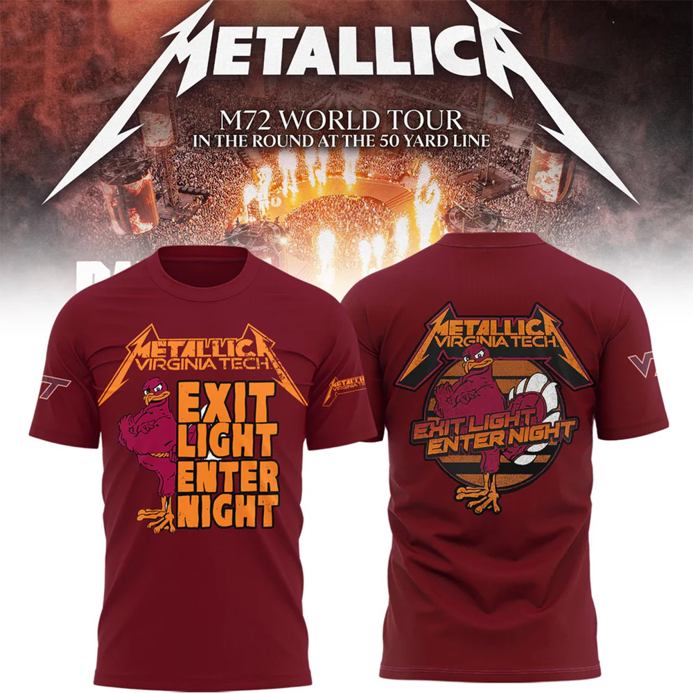 Metallica x Virginia Tech T-Shirt Music Lover Gift Ideas For Him - Image 2