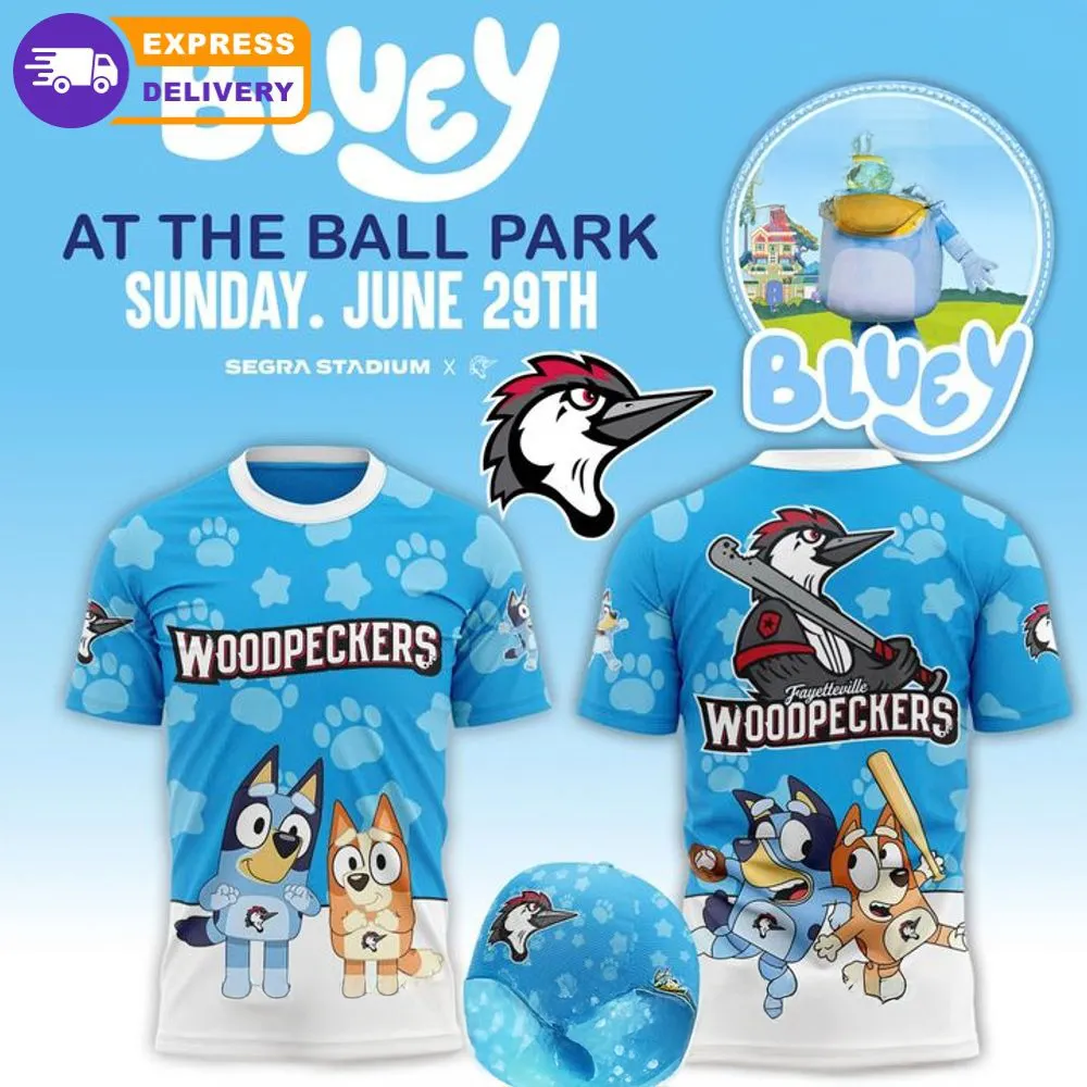 Fayetteville Woodpeckers x Bluey At The Ball Park 2025 Shirt - Image 2