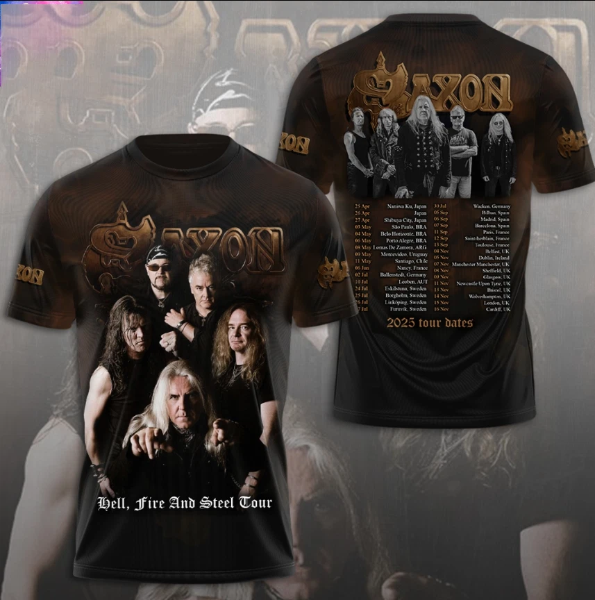 Saxon Hell Fire And Steel Tour 2025 Aop 3D T-Shirt - Image 2