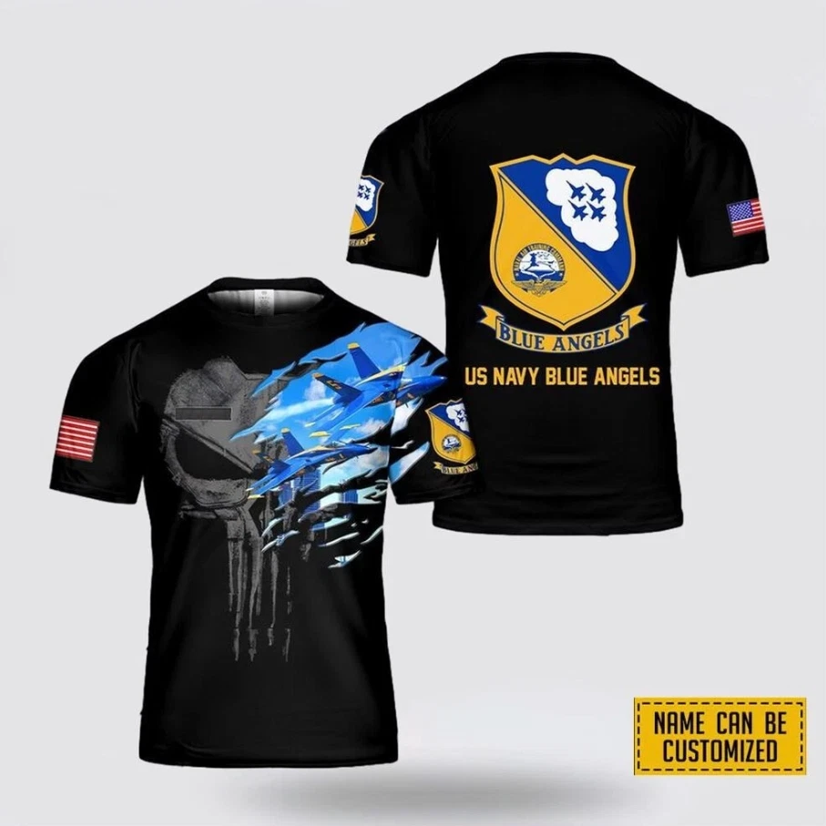Personalized Name U.S. Navy Blue Angels Navy Aop 3D T-Shirt - Image 2