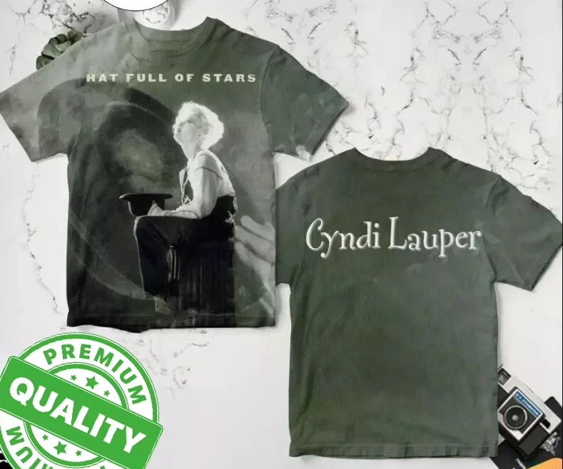 Cyndi Lauper Hat Full Of Stars Aop 3D T-Shirt - Image 2