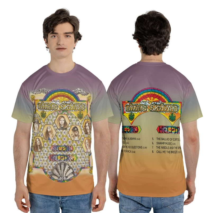 Lynyrd Skynyrd Second Helping Rock Rainbow Aop 3D T-Shirt - Image 2