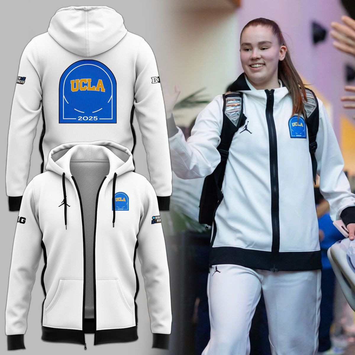 Special New Black And White Ucla Zip Hoodie 2025 Gifts For Girlfriend - Image 2