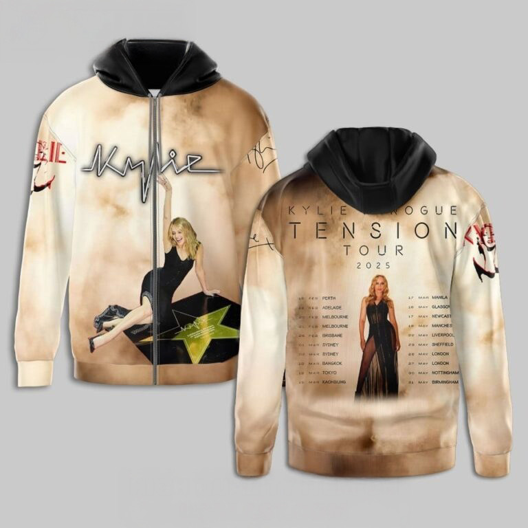 Kylie Minogue Tension Tour 2025 3D Zip Hoodie Birthday Gifts For Music Lovers - Image 2