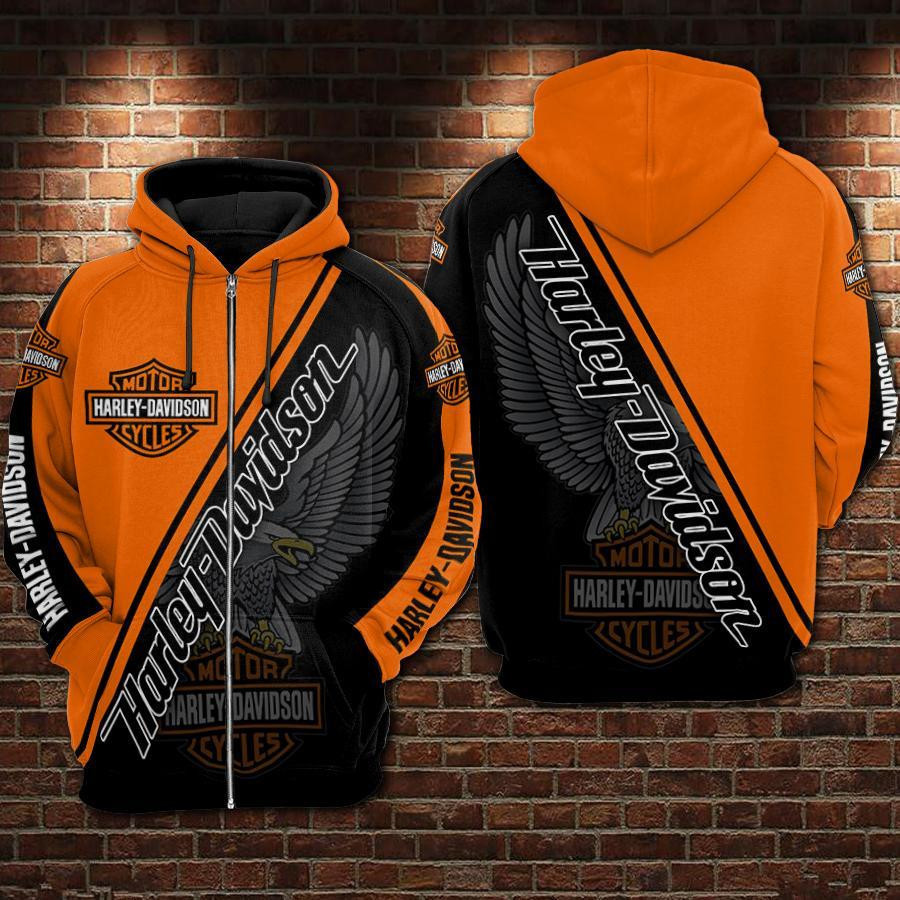 Harley Davidson Style AOP Zip Hoodie Gift For Fans - Image 2