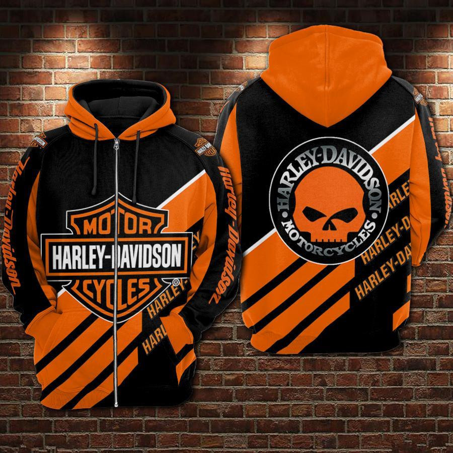 Harley Davidson Style AOP Pullover Zip Hoodie Gift For Fans - Image 2