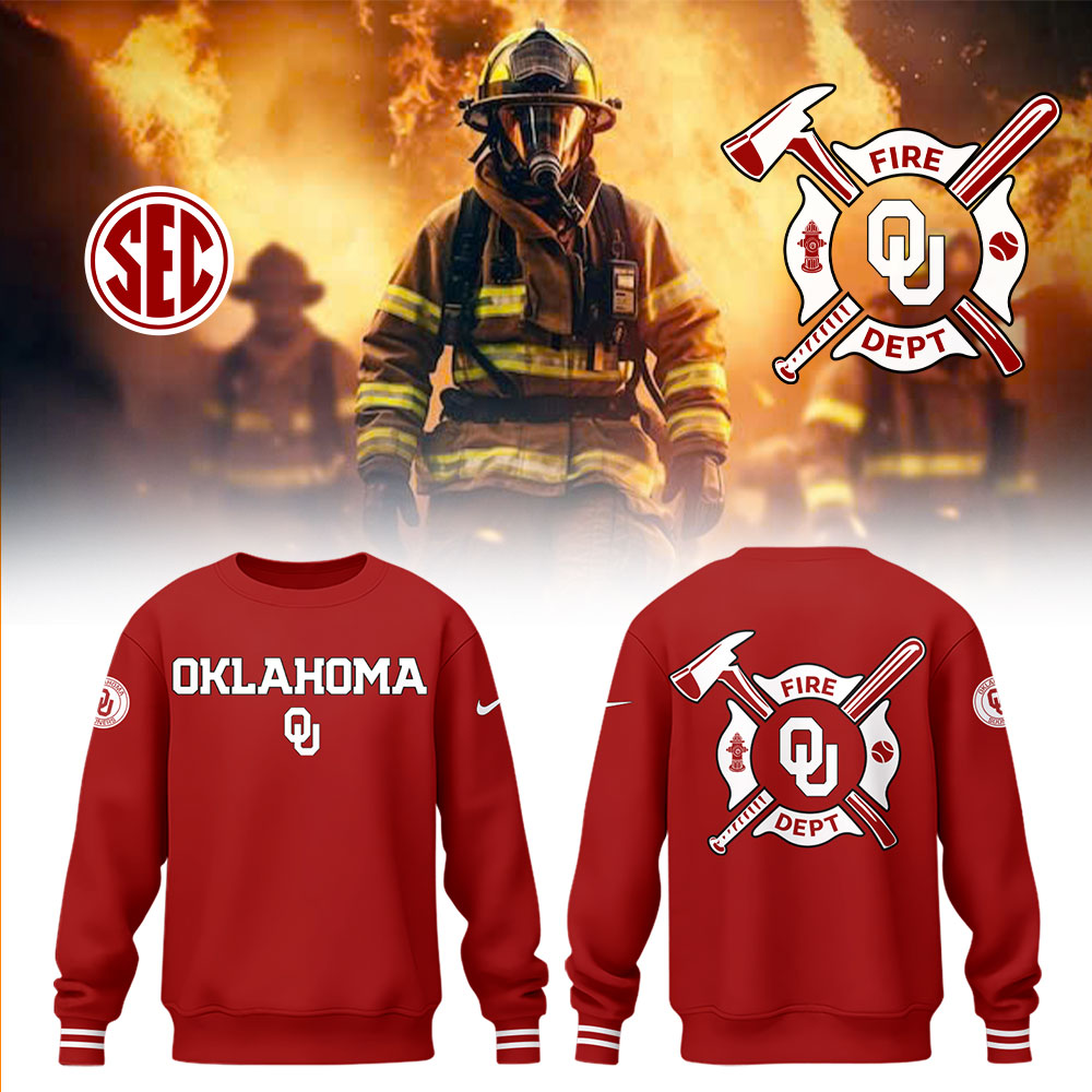 Oklahoma Baseball x Firefighter Appreciation Night Sweatshirt Baseball Mom Gifts - Image 2