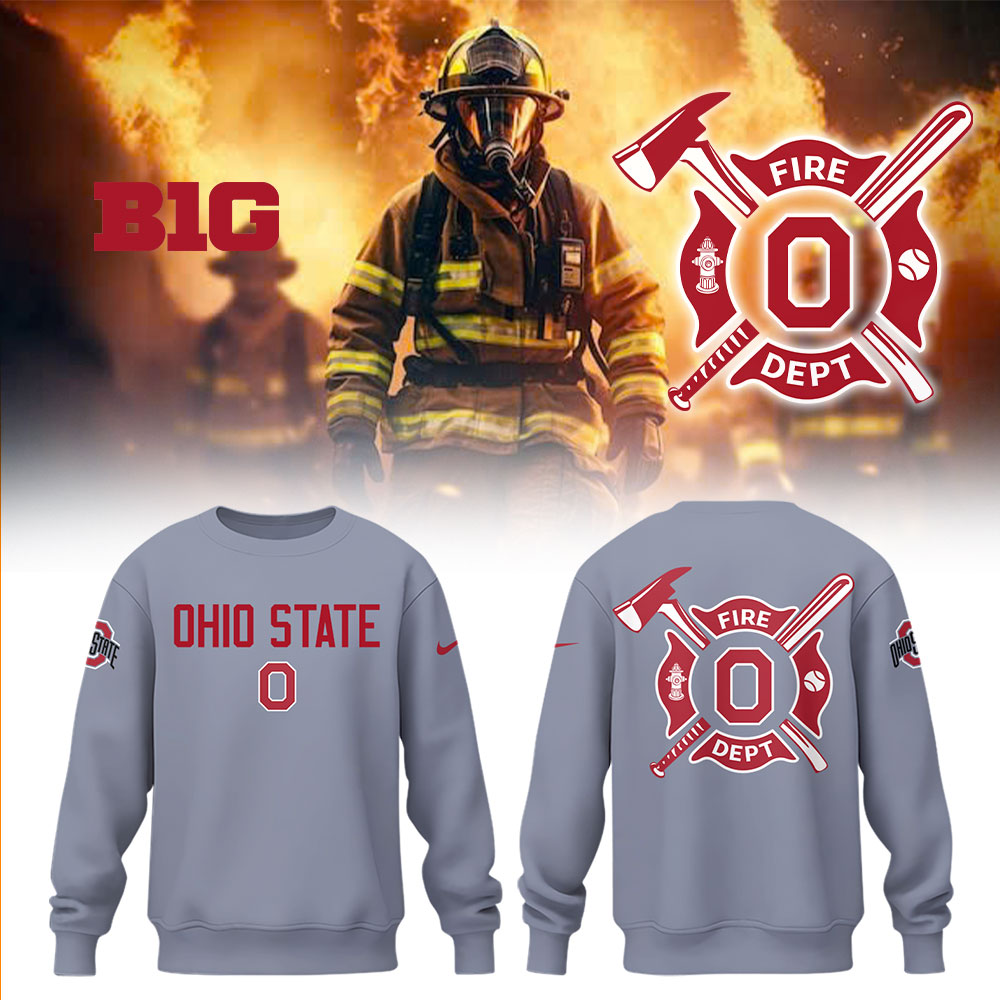 Ohio State Baseball x Firefighter Appreciation Night Sweatshirt Baseball Coach Gift Ideas - Image 2