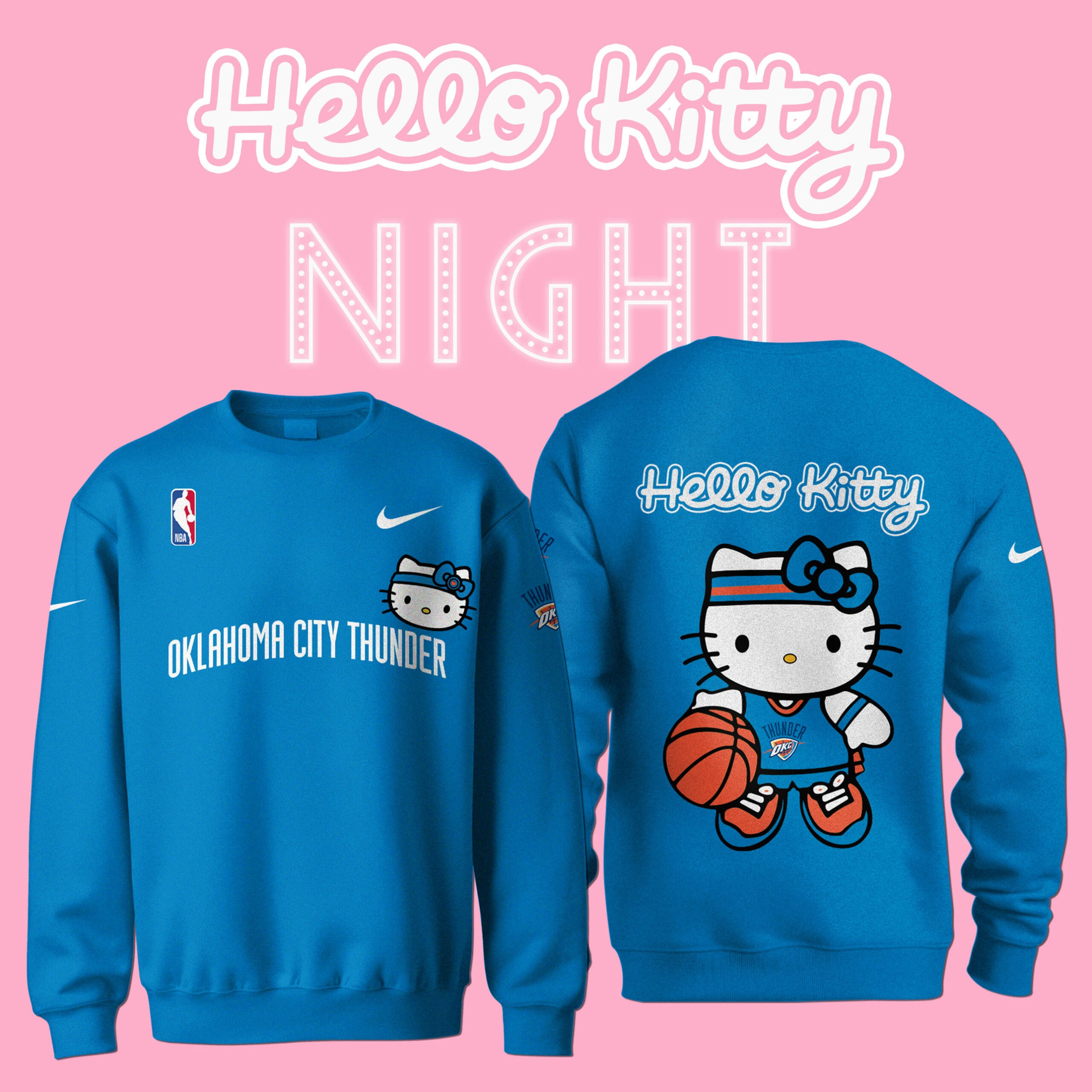 Oklahoma City Thunder x Hello Kitty Sweatshirt Gift Ideas For Basketball Lovers - Image 2