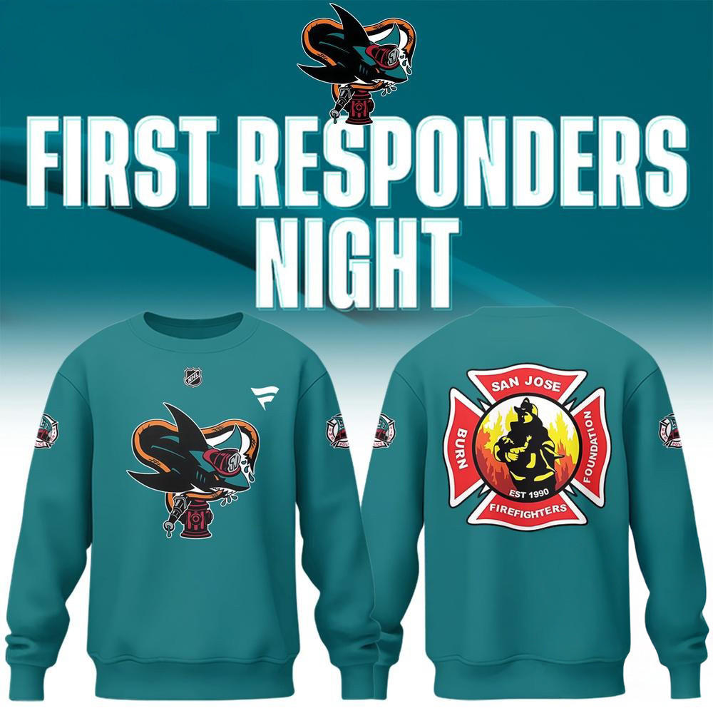 San Jose Sharks Barracuda x First Responders Night 3D Sweatshirt Ice Hockey Fan Gifts - Image 2