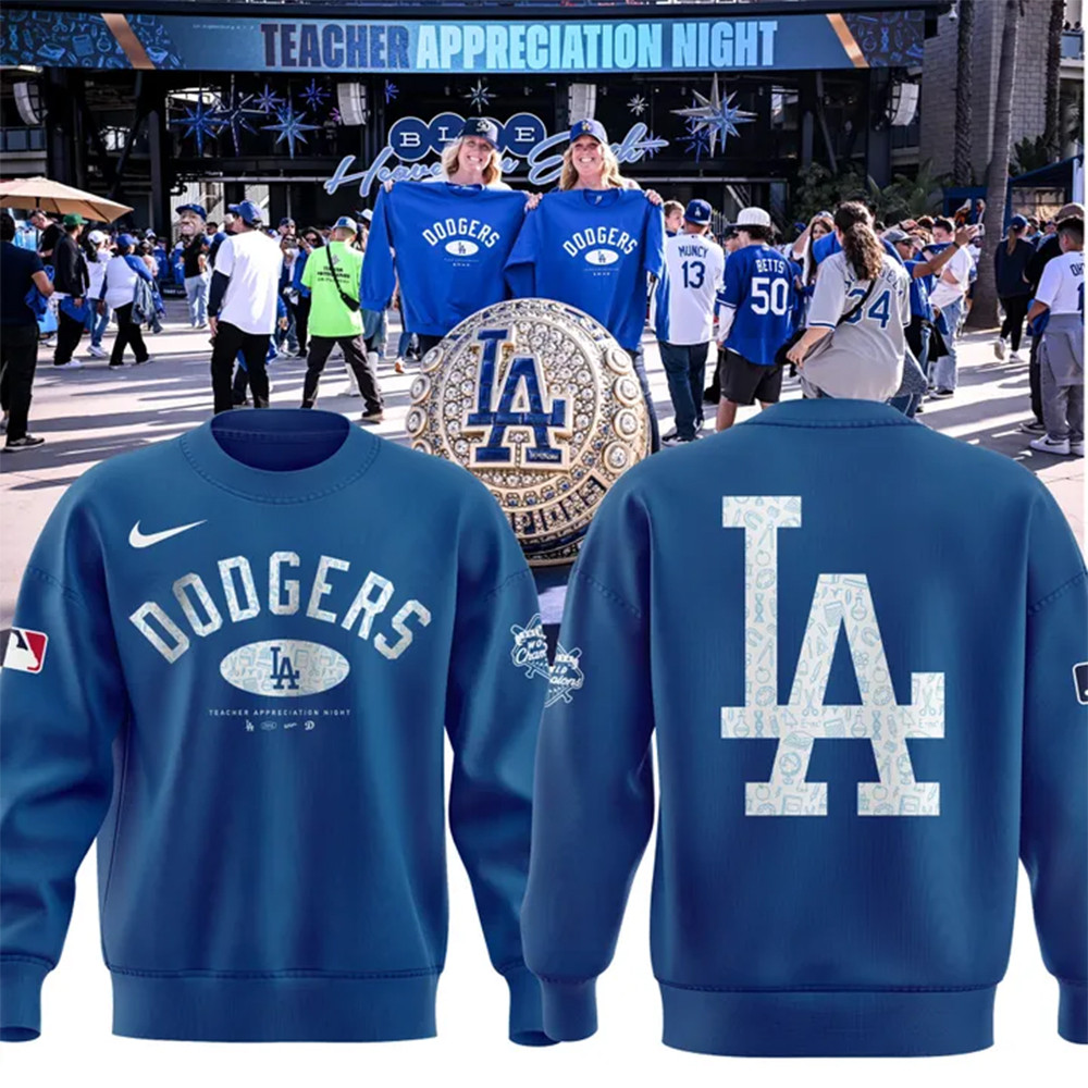 Dodgers x Teacher Appreciation Day Sweatshirt Best Gifts For Baseball Fans - Image 2