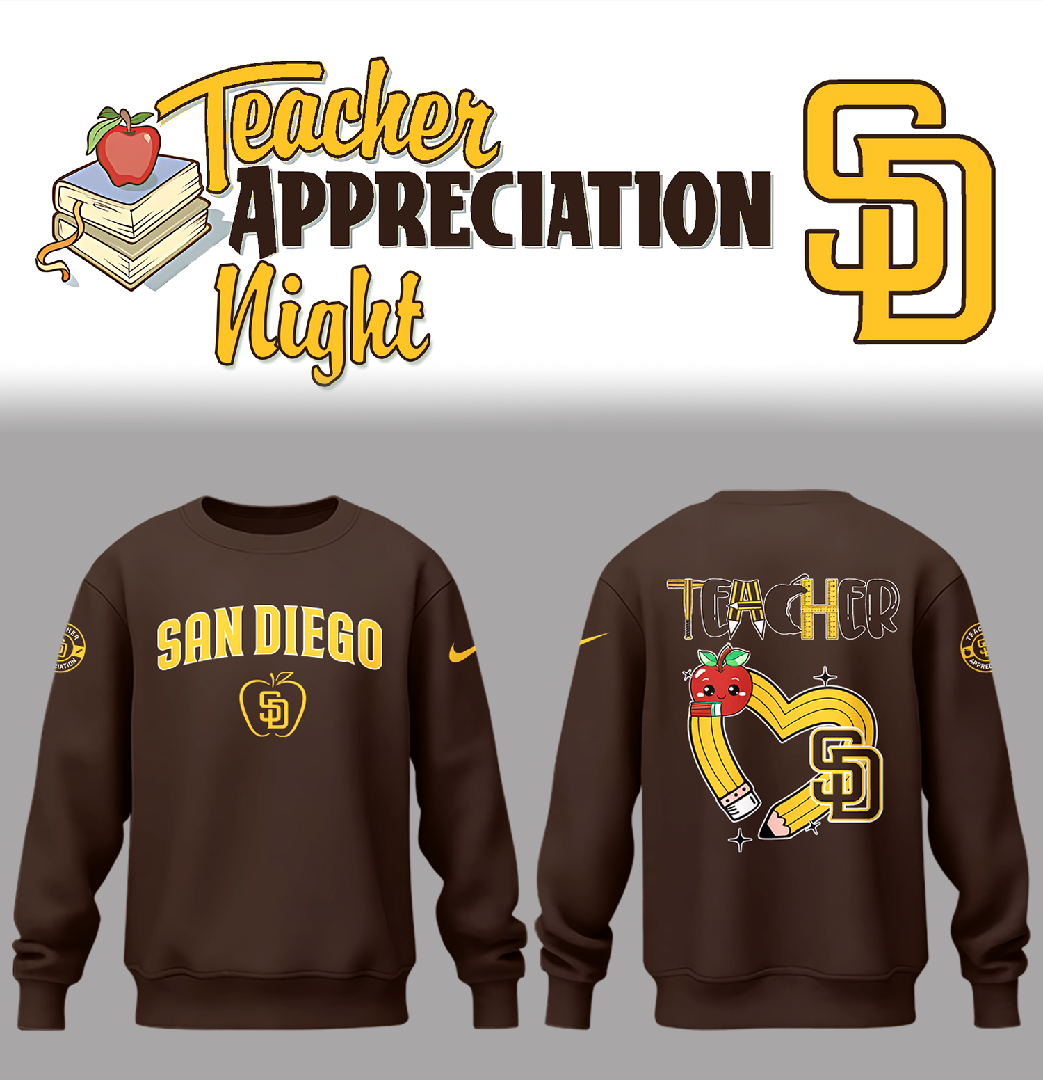 San Diego Padres x Teacher Appreciation Night Sweatshirt Gift Ideas For Baseball Players - Image 2