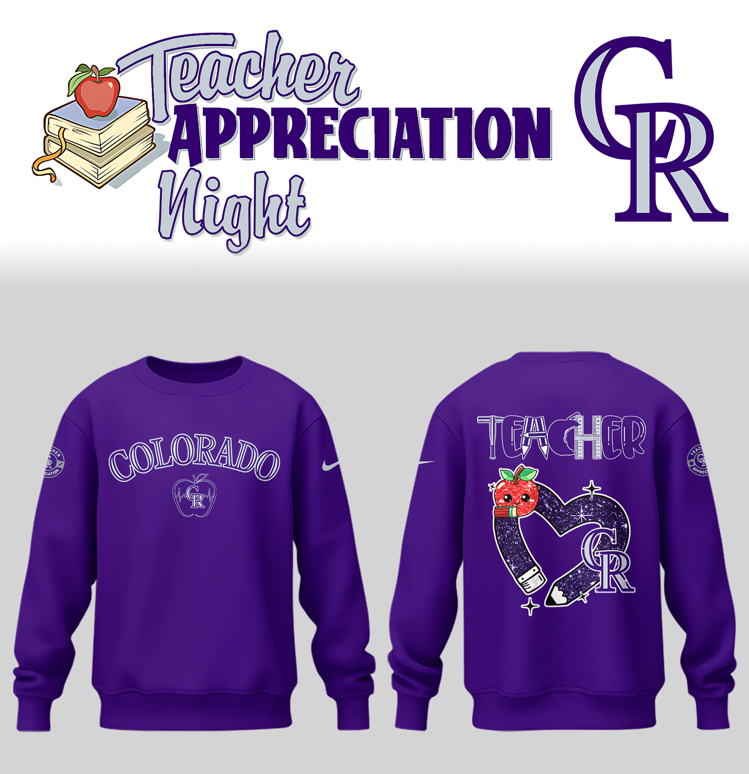 Colorado Rockies x Teacher Appreciation Night Sweatshirt Gifts For Baseball Players - Image 2