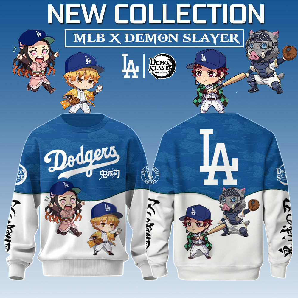 Los Angeles Dodgers X Demon Slayer La Dodgers Sweatshirt Baseball Lover Gift Ideas - Image 2