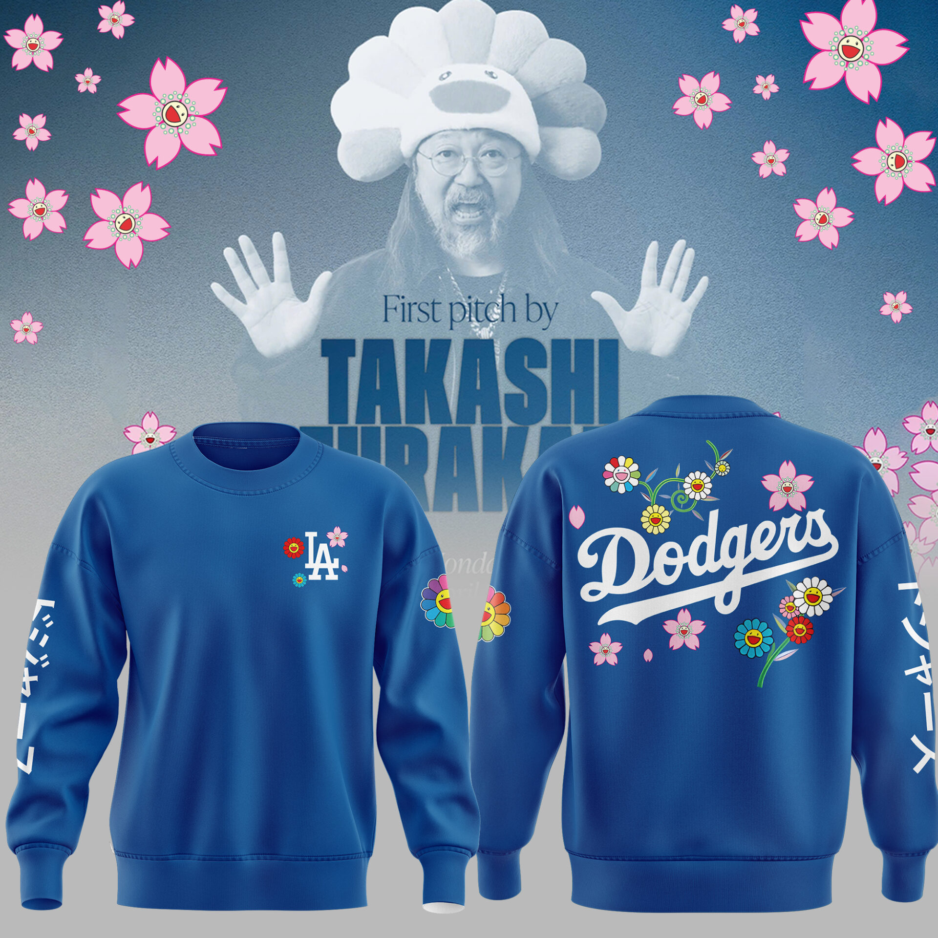 Los Angeles Dodgers x Takashi Murakami Japanese Heritage Night Sweatshirt Gifts For Baseball Players - Image 2