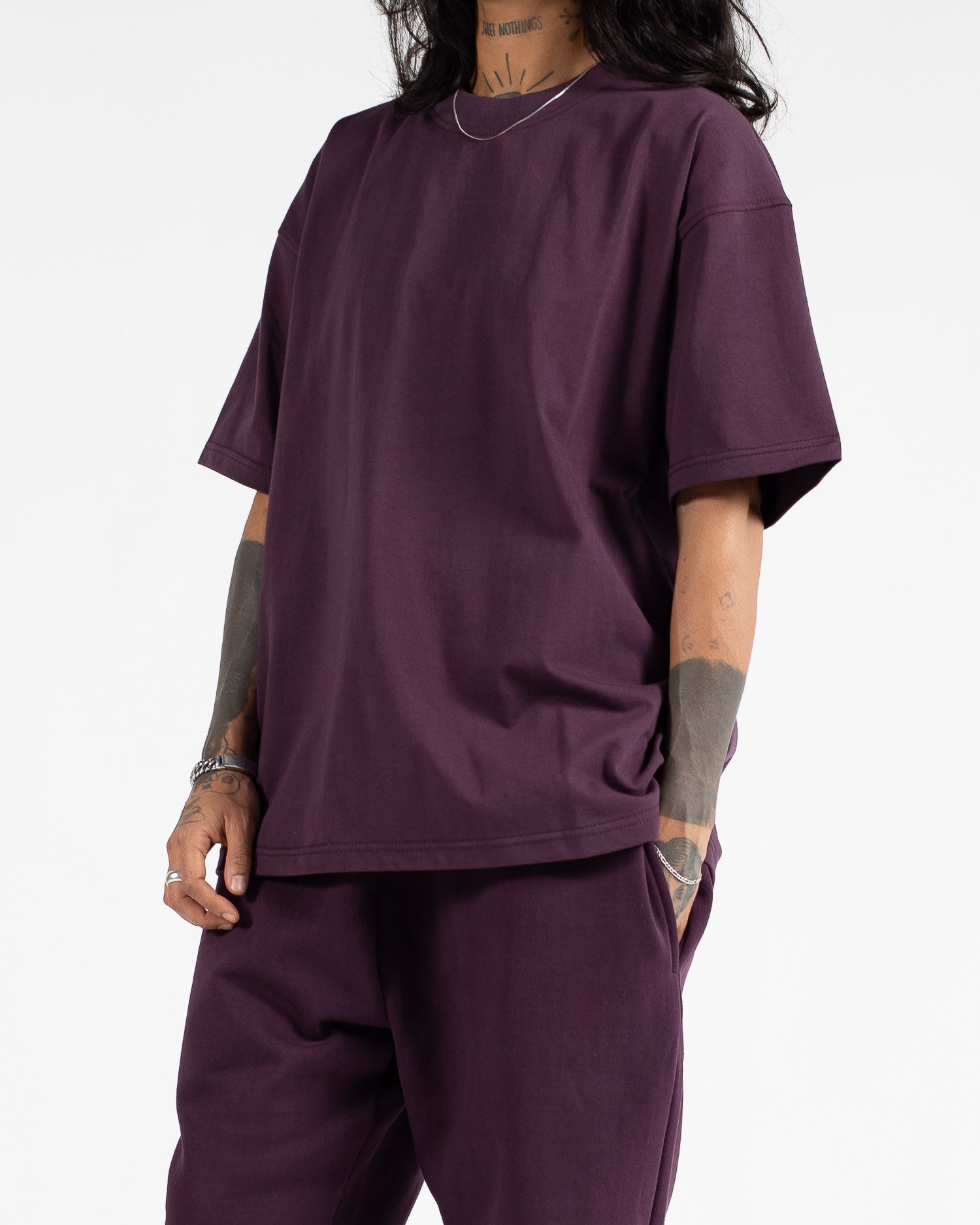 Drop Shoulder T-Shirt - Wine - Image 3