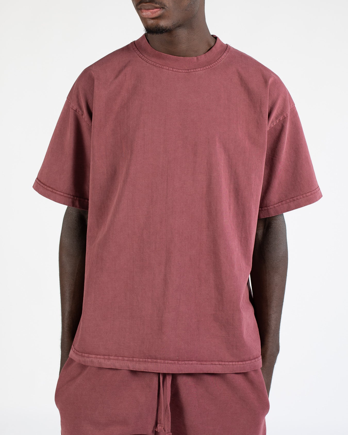 Drop Shoulder T-Shirt - Vintage Burgundy - Image 3