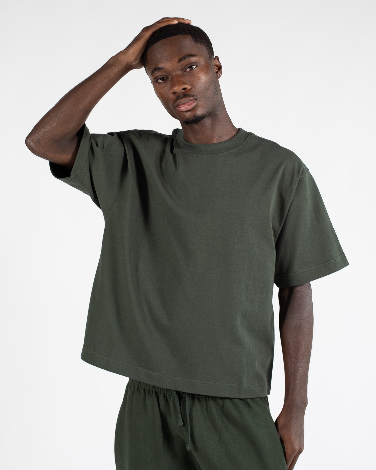 Cropped T-Shirt - Olive - Image 3