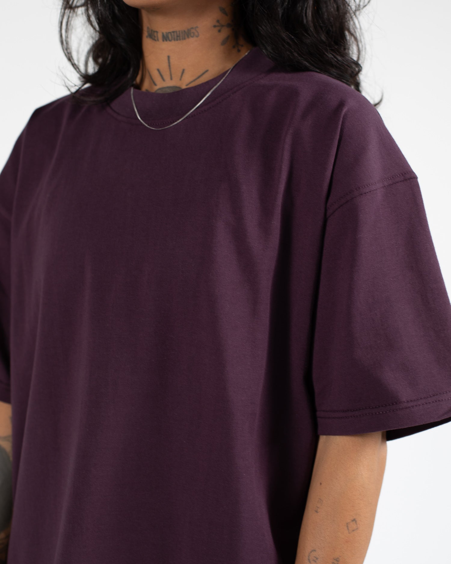 Drop Shoulder T-Shirt - Wine - Image 4
