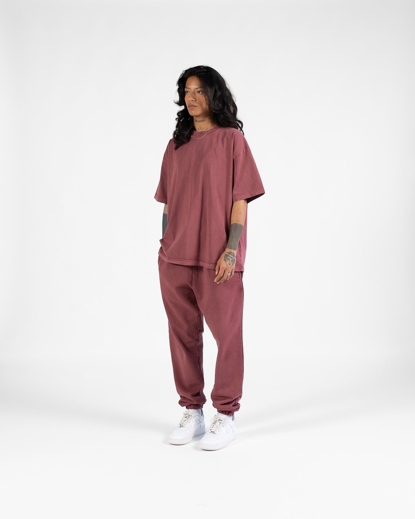 Drop Shoulder T-Shirt - Vintage Burgundy - Image 5