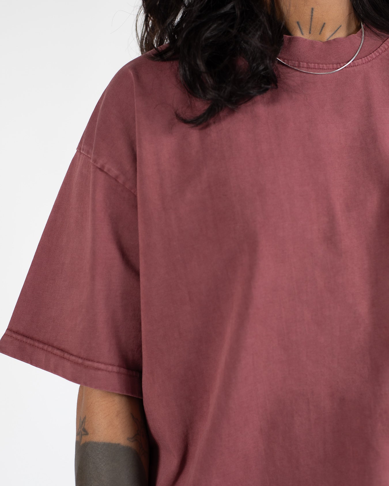 Drop Shoulder T-Shirt - Vintage Burgundy - Image 6