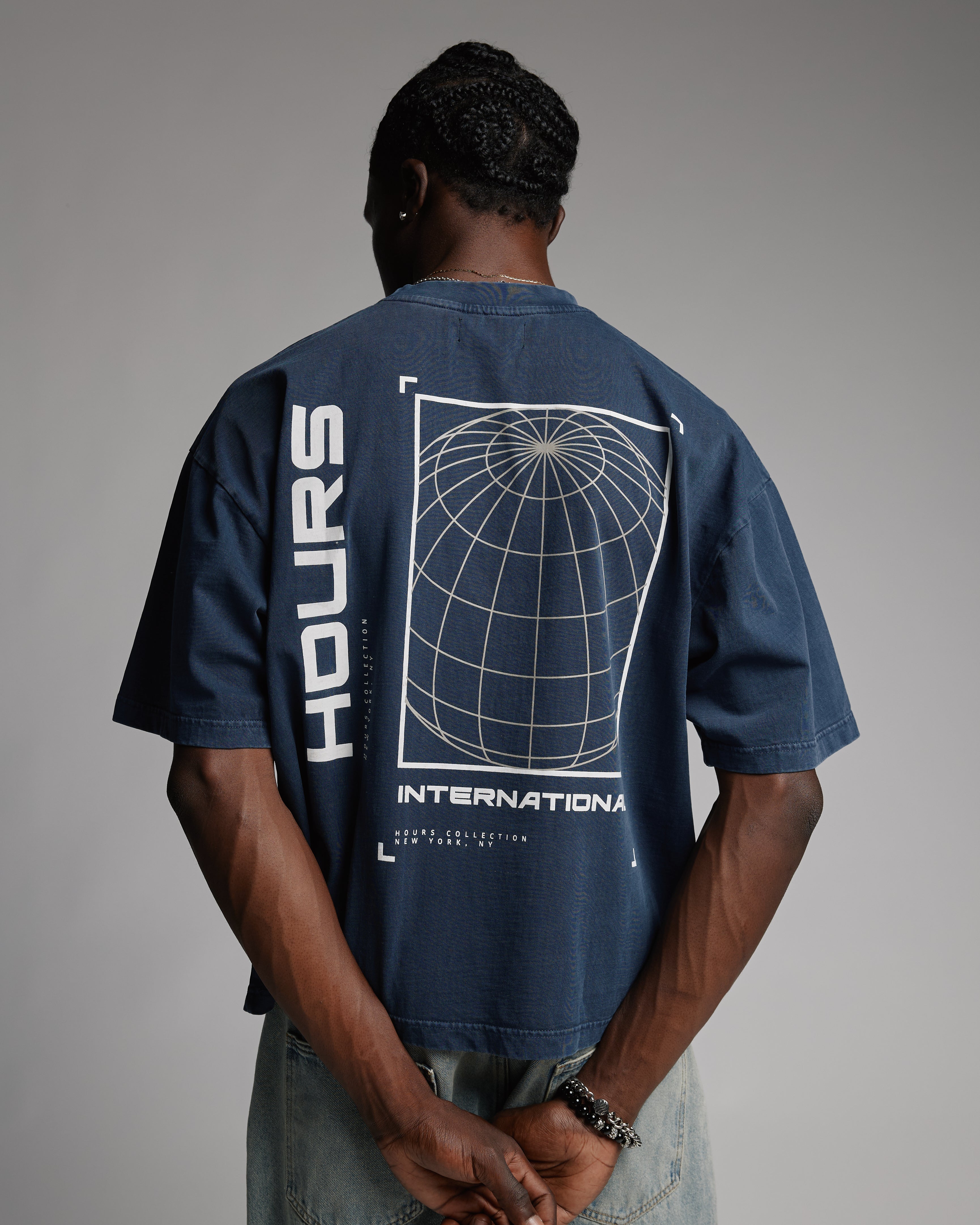 Hours International T-Shirt - Vintage Navy - Image 7
