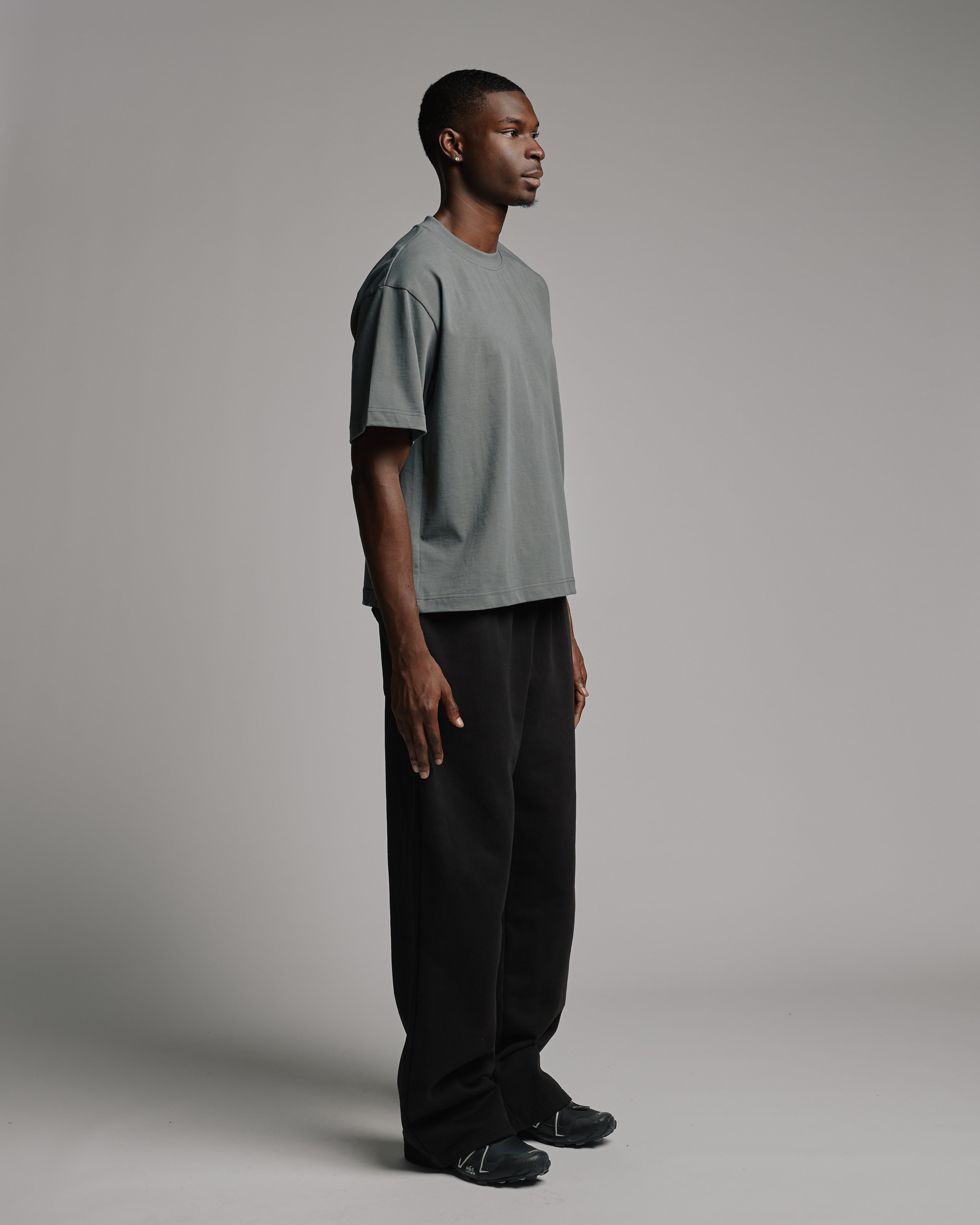 Drop Shoulder T-Shirt - Charcoal - Image 3