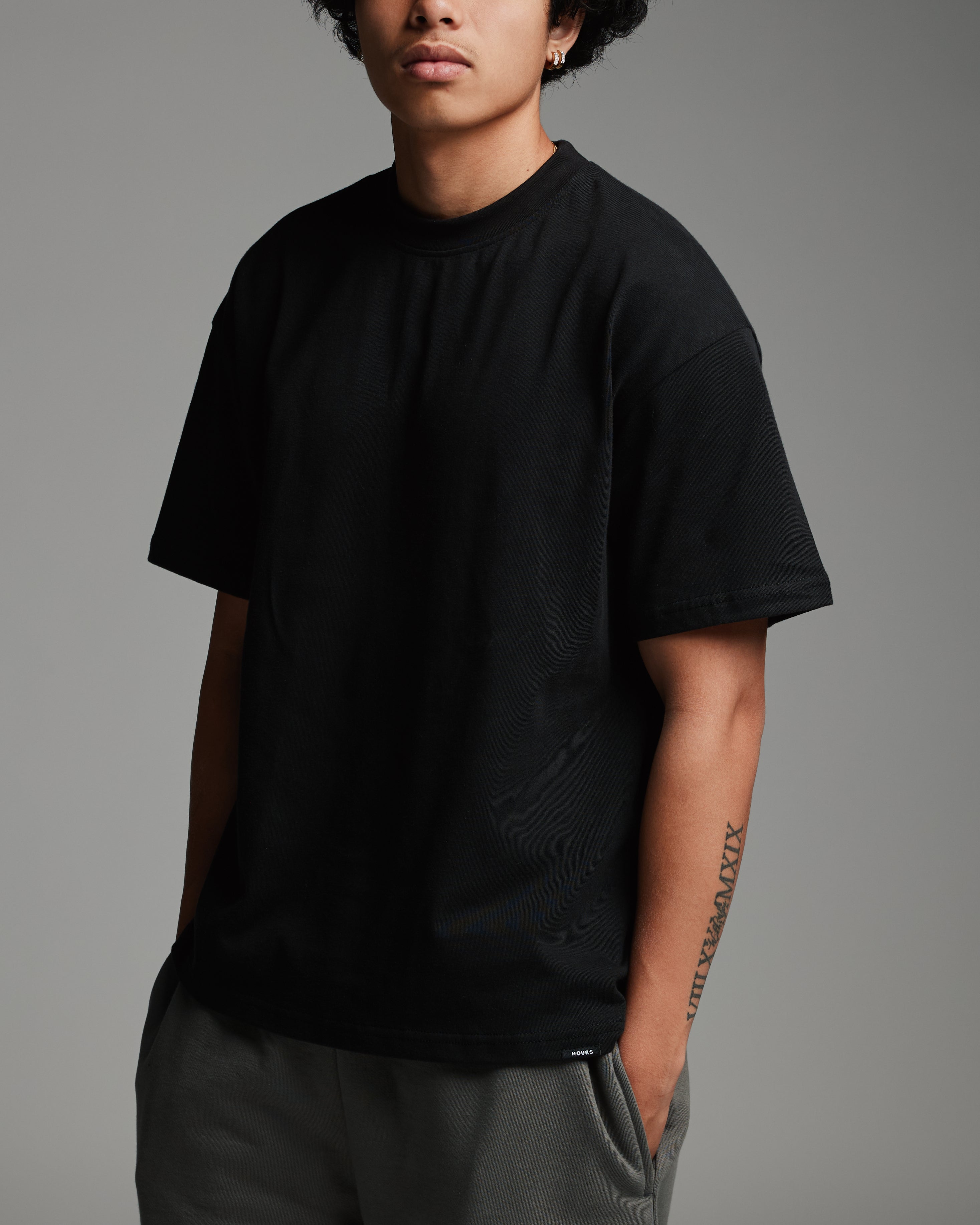 Drop Shoulder T-Shirt - Black - Image 6