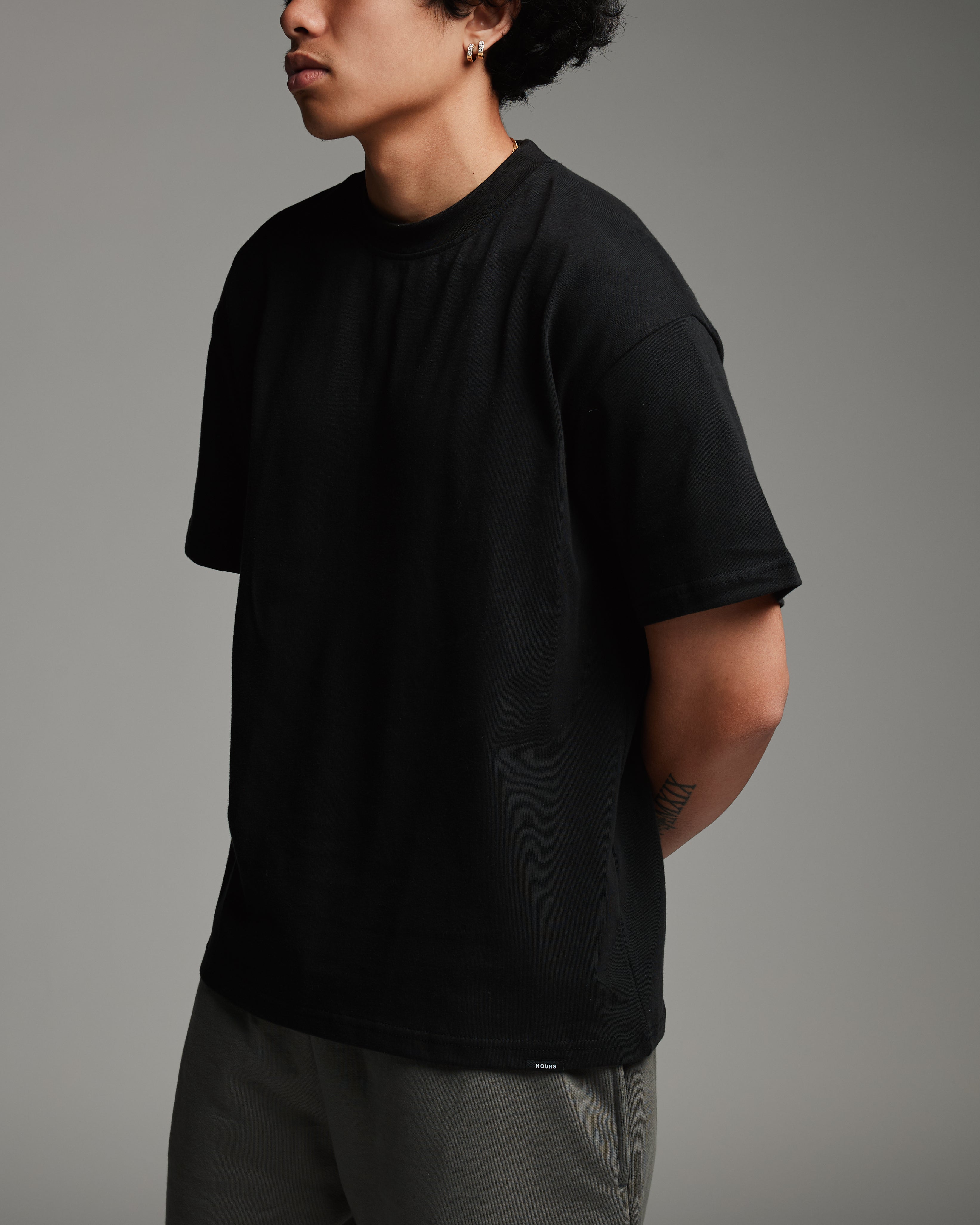 Drop Shoulder T-Shirt - Black - Image 7