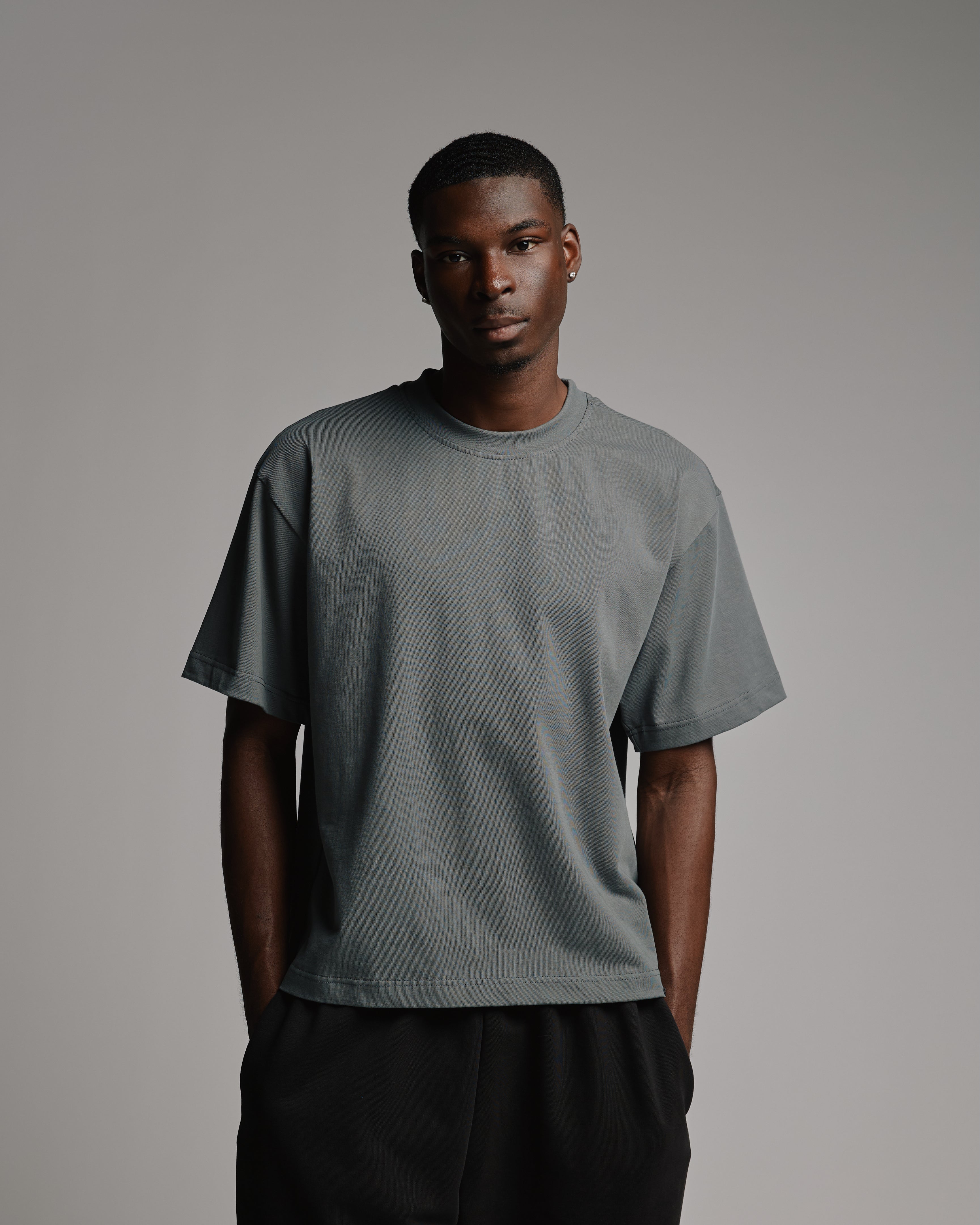 Drop Shoulder T-Shirt - Charcoal - Image 6