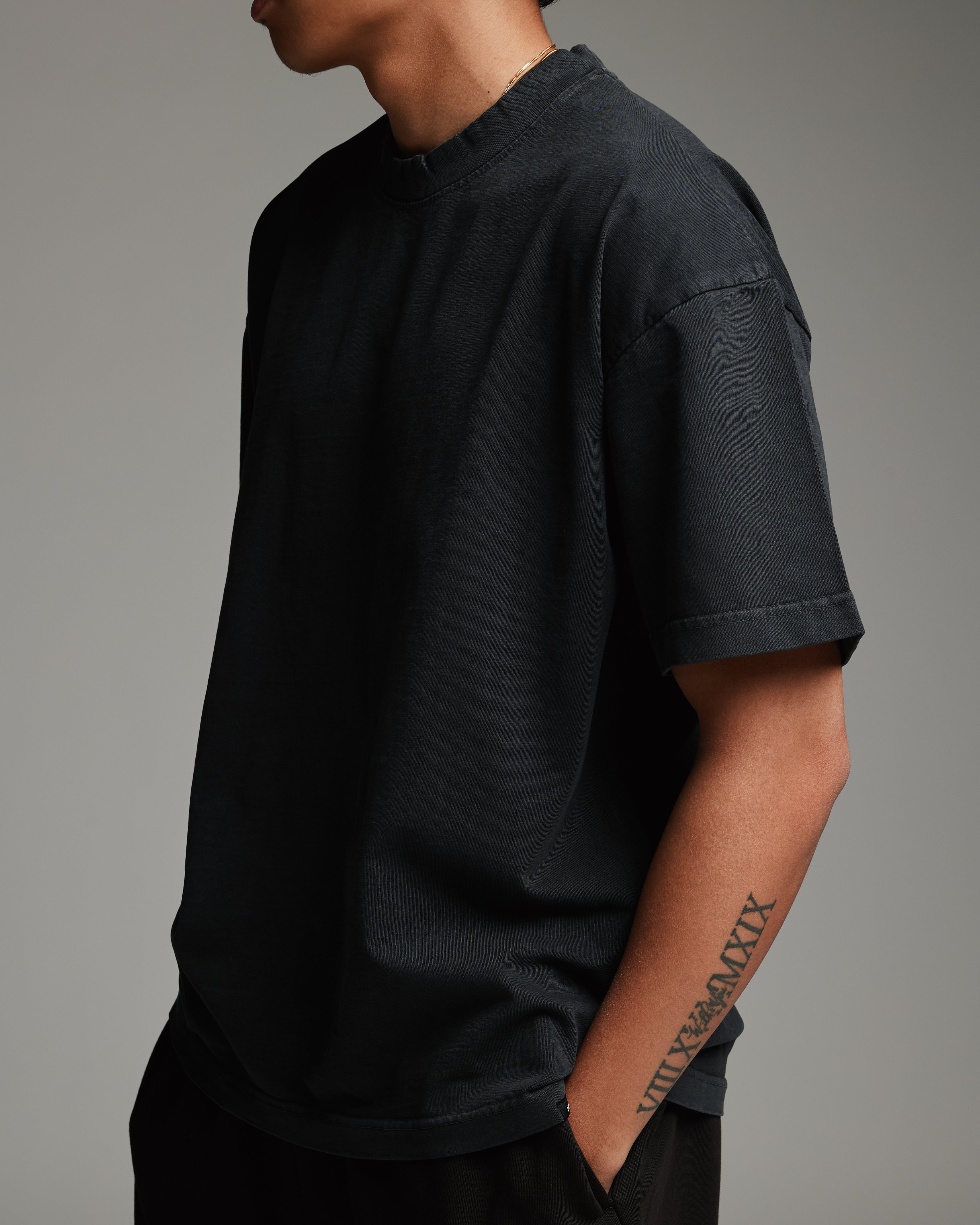 Drop Shoulder T-Shirt - Vintage Black - Image 7