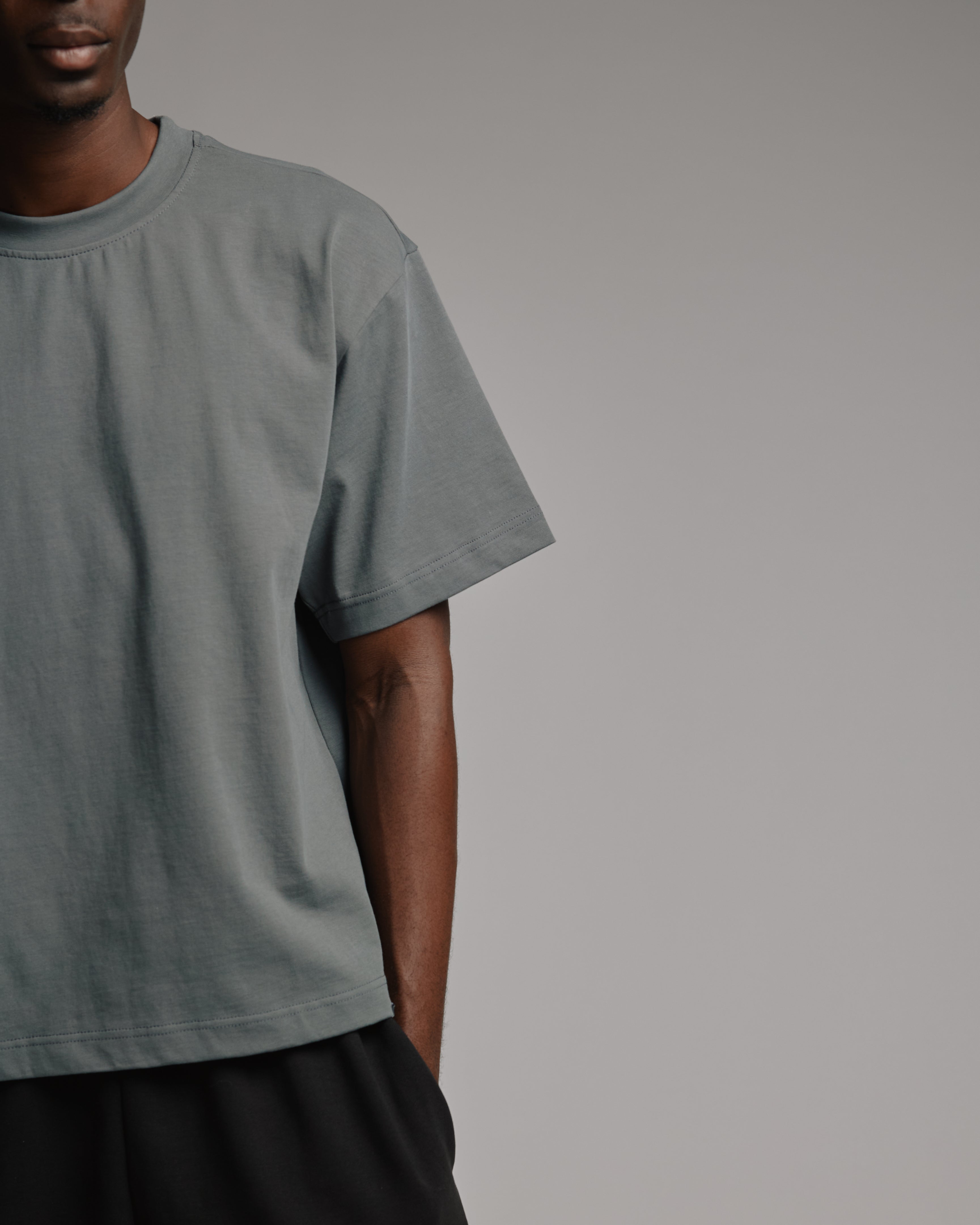 Drop Shoulder T-Shirt - Charcoal - Image 7