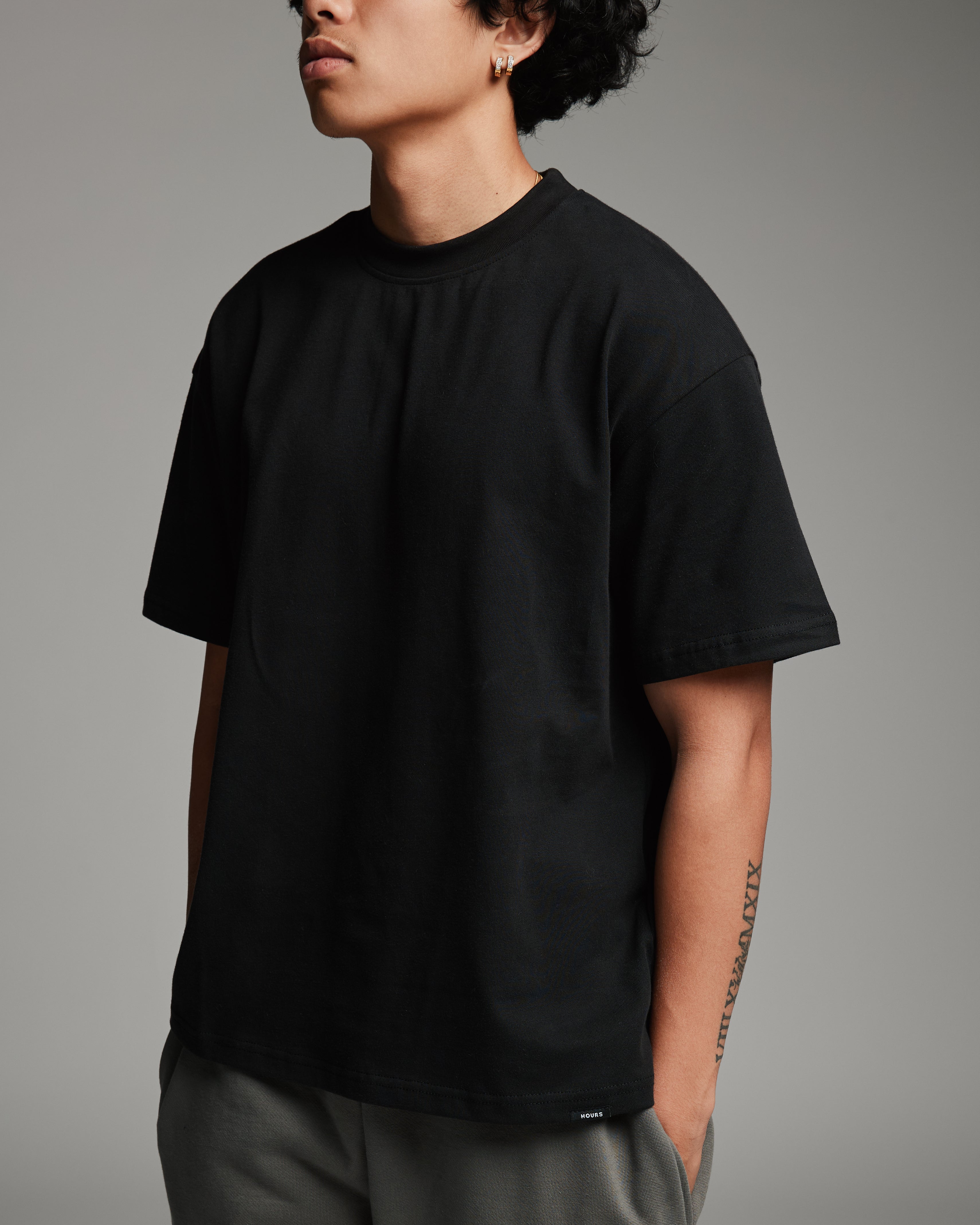Drop Shoulder T-Shirt - Black - Image 9