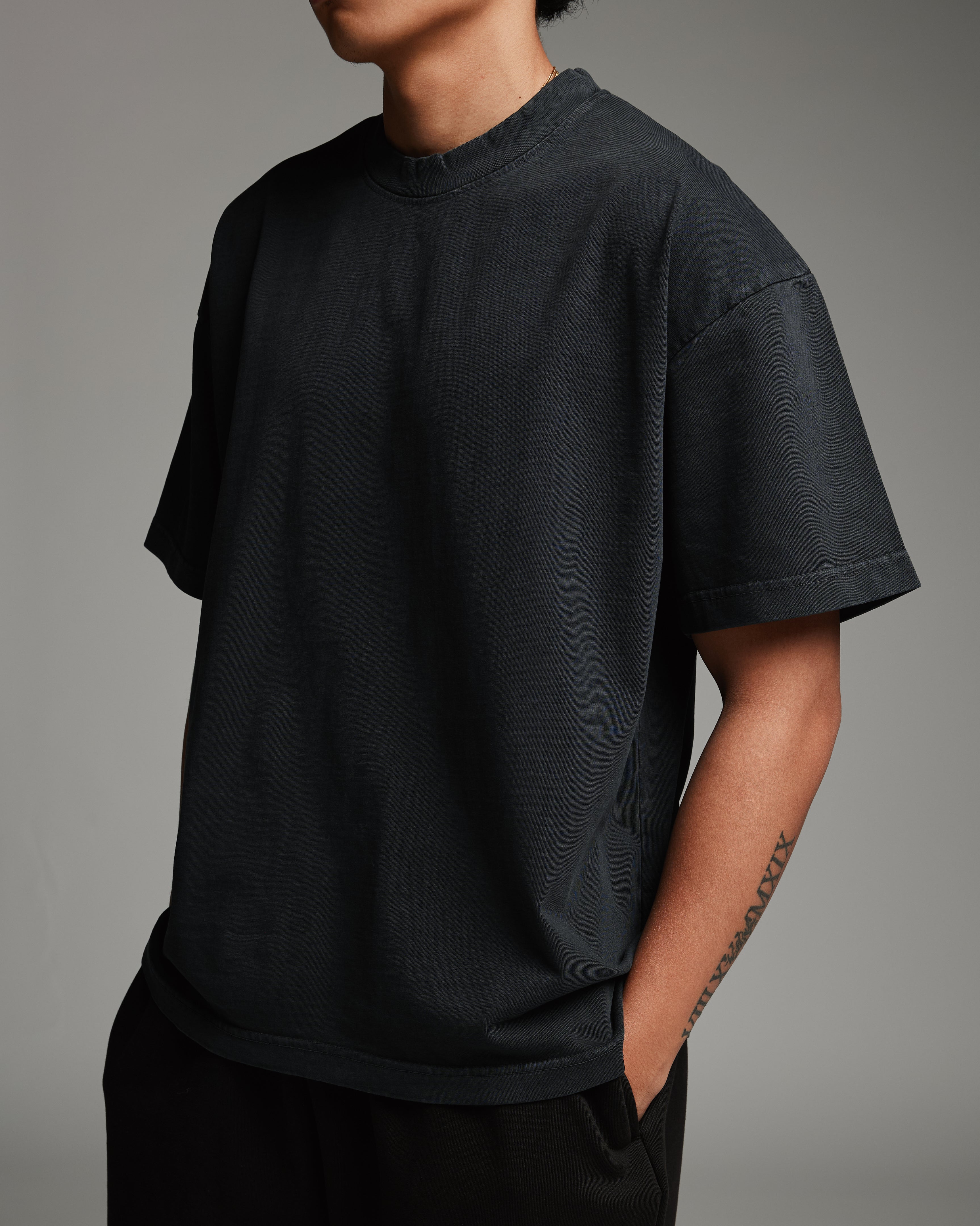 Drop Shoulder T-Shirt - Vintage Black - Image 9