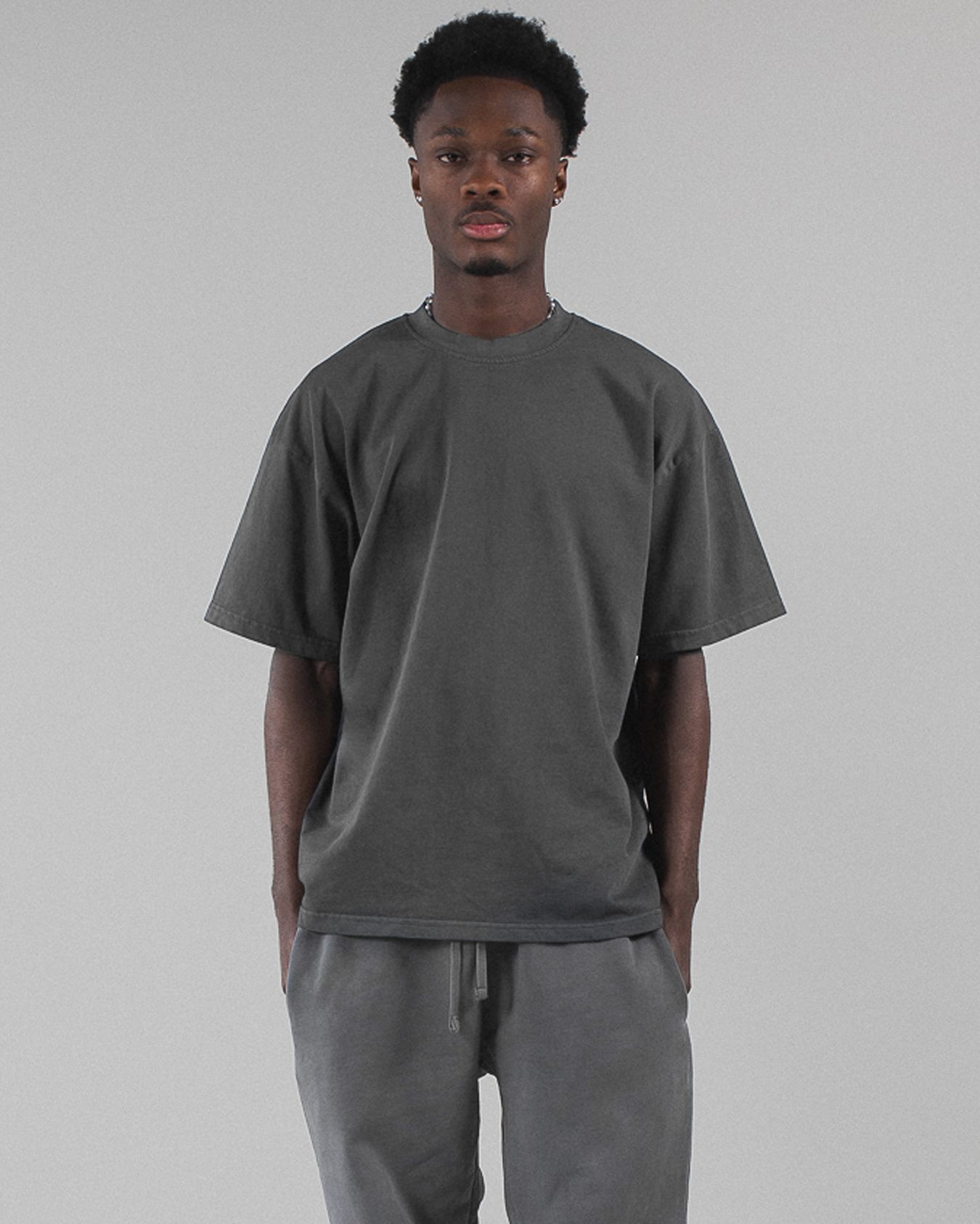 Drop Shoulder T-Shirt - Vintage Grey - Image 3