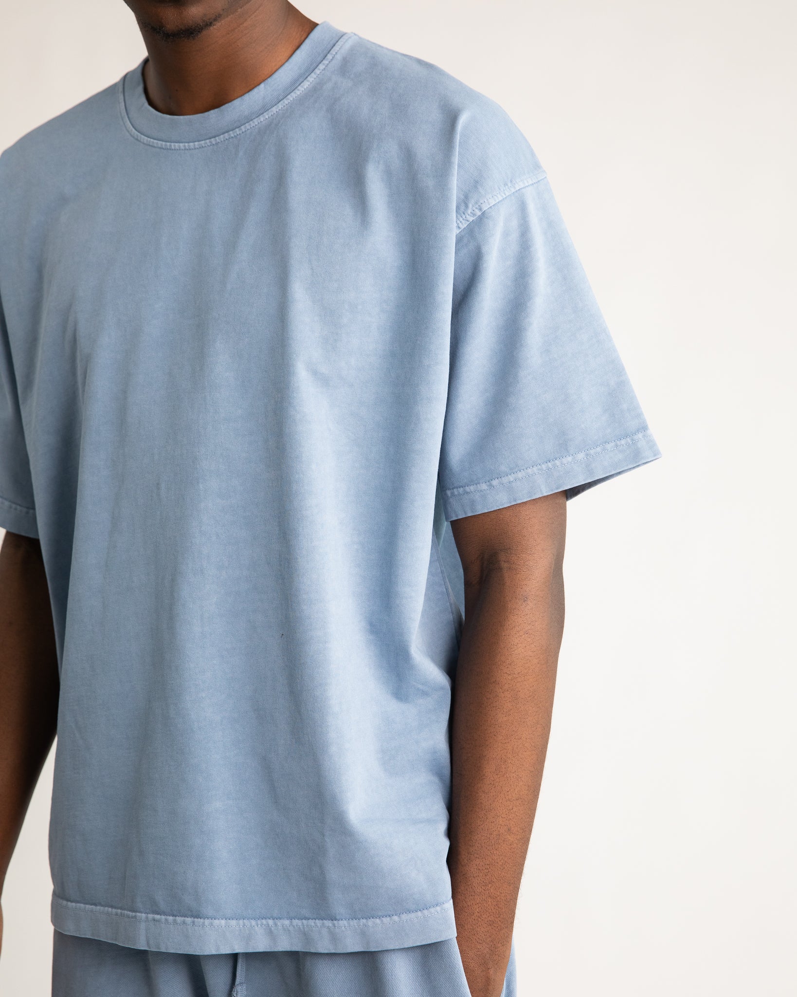 Drop Shoulder T-Shirt - Vintage Blue - Image 3
