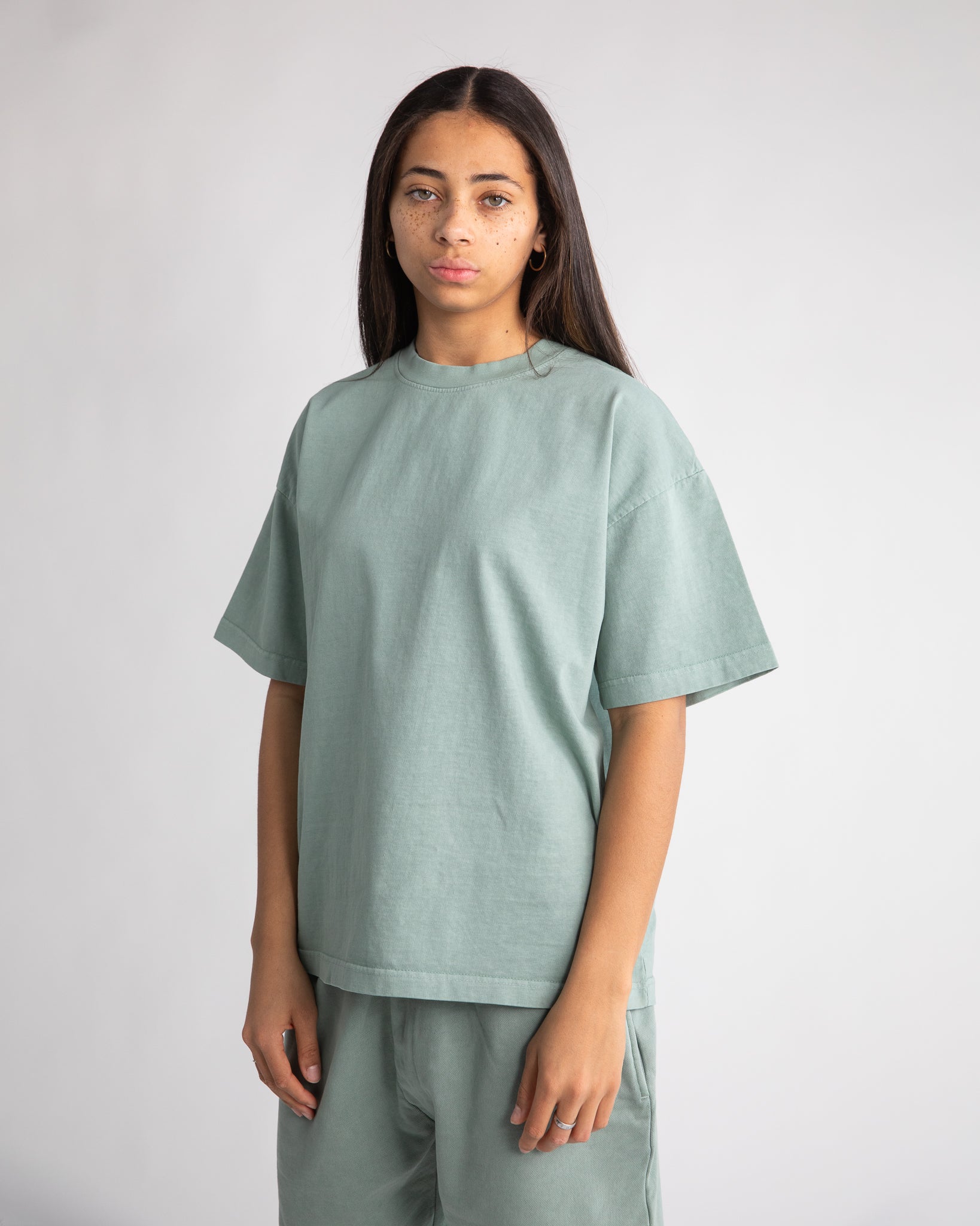 Drop Shoulder T-Shirt - Vintage Sage - Image 6